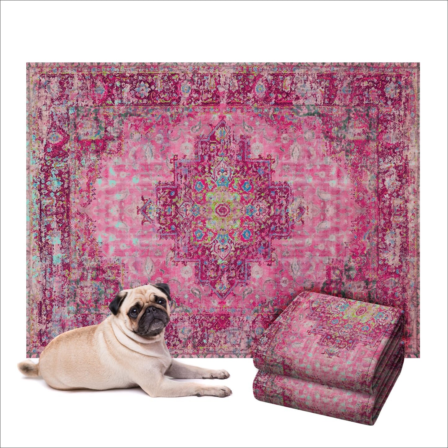 LOVEWAG Washable Dog Pee Pads, 36" x 48", Waterproof, Non-Slip, Super Absorbent, Reusable Machine-Washable, 2-Pack (Mystic Fuchsia)