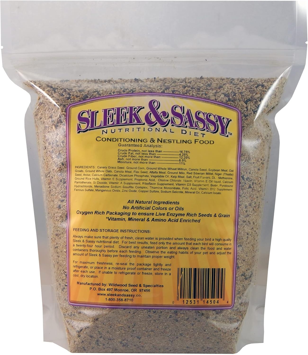 SLEEK & SASSY Conditioning & Nestling Bird Food (4 lbs.)