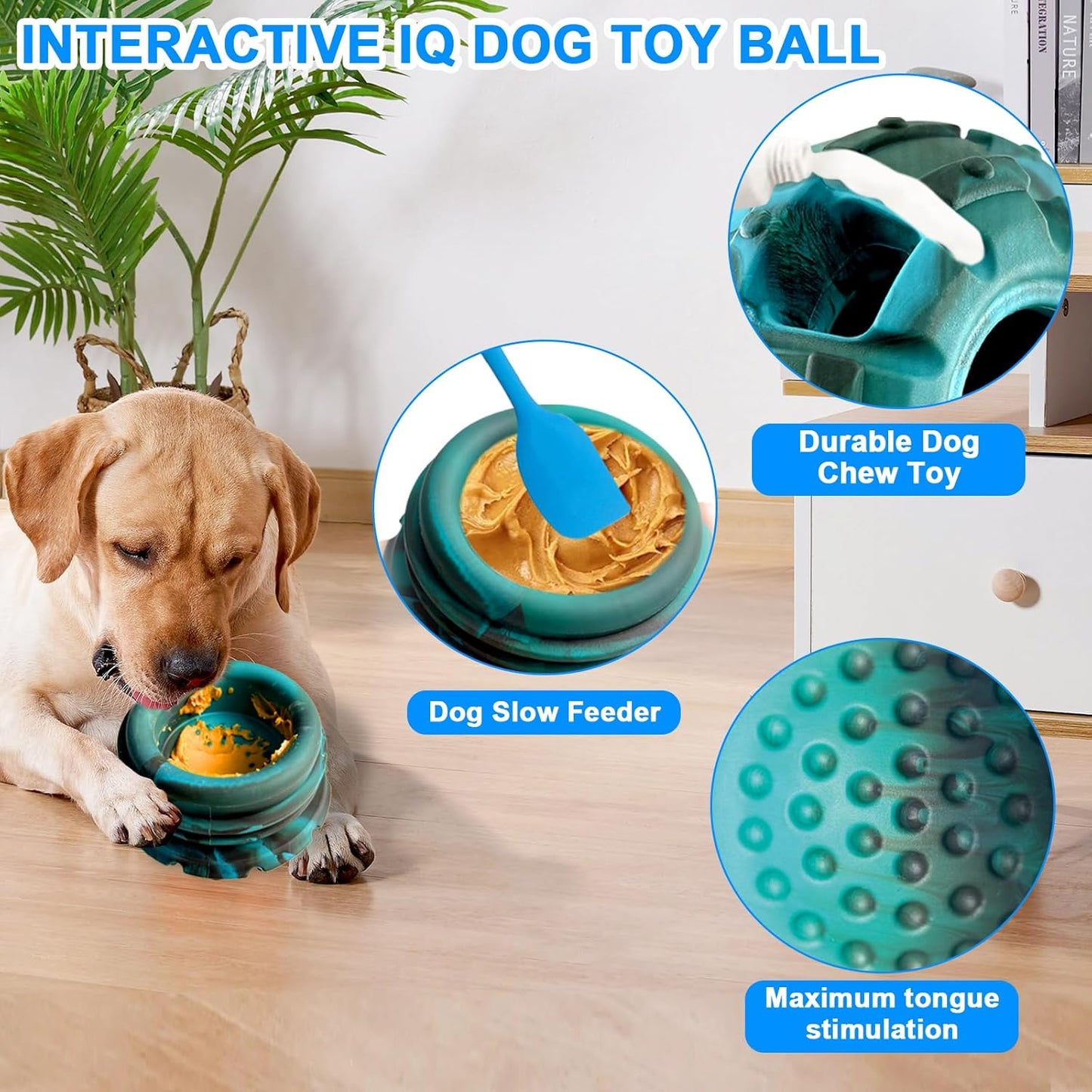 Yipetor Frozen Treat Dispensing Dog Toy - Large Chew Toy, Freezable Fillable Rubber, Reduces Anxiety, Easy to Clean, Interactive Puzzle (Large)