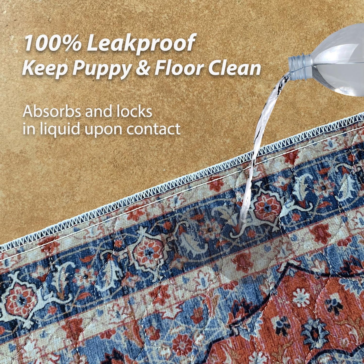 nunubaby Washable Pee Pads for Dogs, Stylish, Non-Slip and Leak-Proof Pee Pads. Reusable Potty Pads for Dogs for Crates and Floors.(Red/Floral, 24" x48")