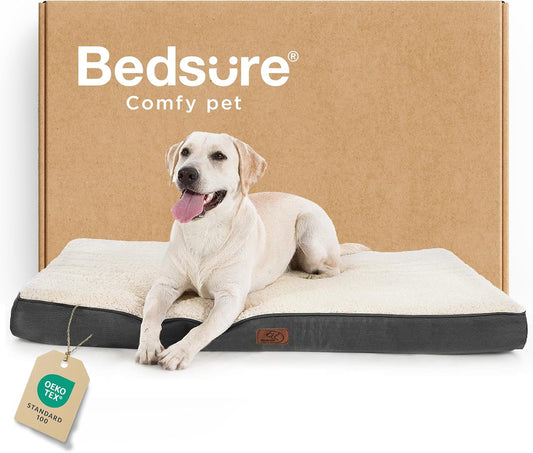 Bedsure Dog Beds Large Sized Dog - Orthopedic Flat Pet Beds with Removable Washable Cover, Egg Crate Foam Puppy Mat, Suitable for Pet Up to 65 lbs