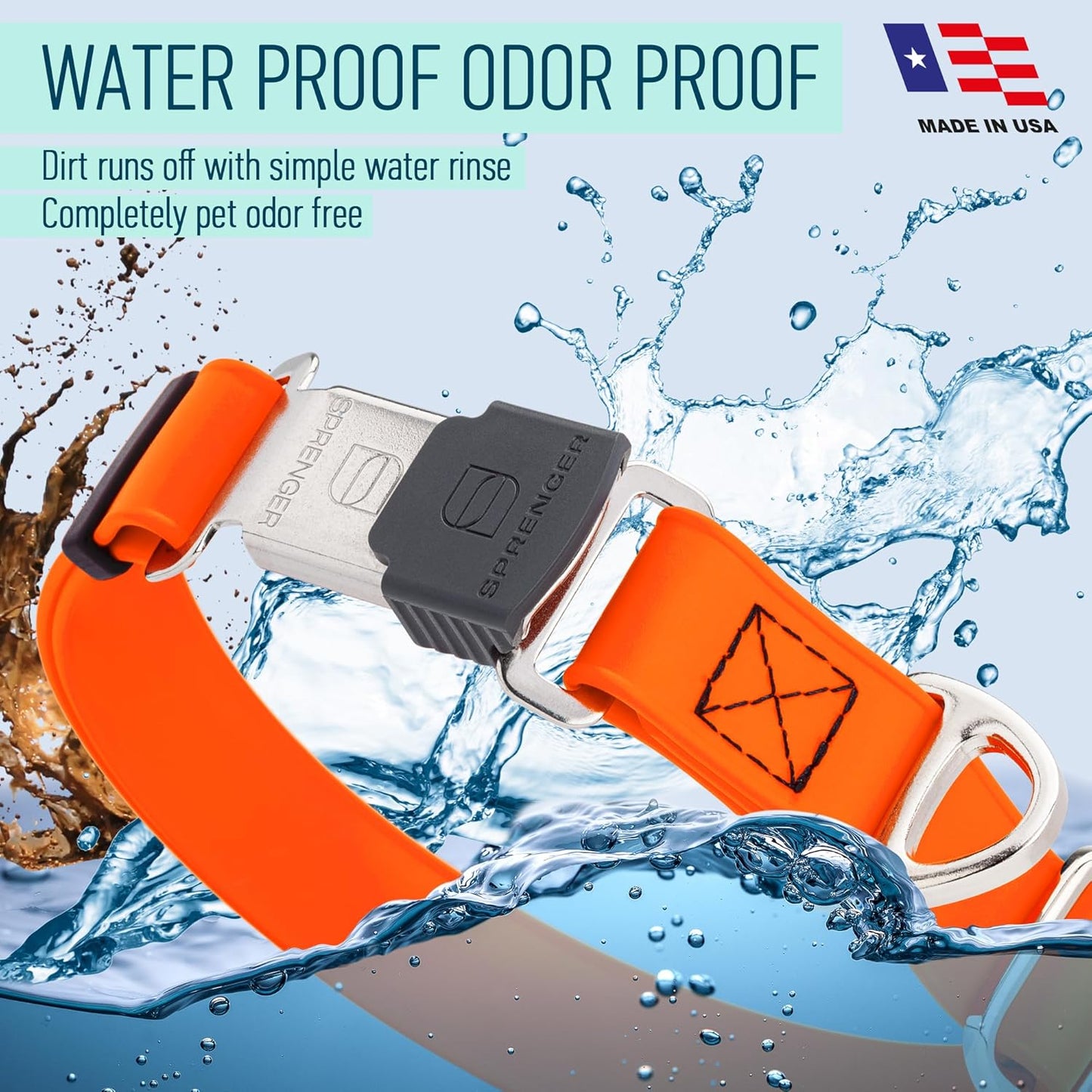 Dogline Biothane Waterproof Dog Collar with Herm Sprenger Stainless Steel Quick Release Buckle – Heavy Duty Tactical Durable Collar for Dogs – Comfortable and Safe Pet Collar, W 3/4" L 12-19", Orange