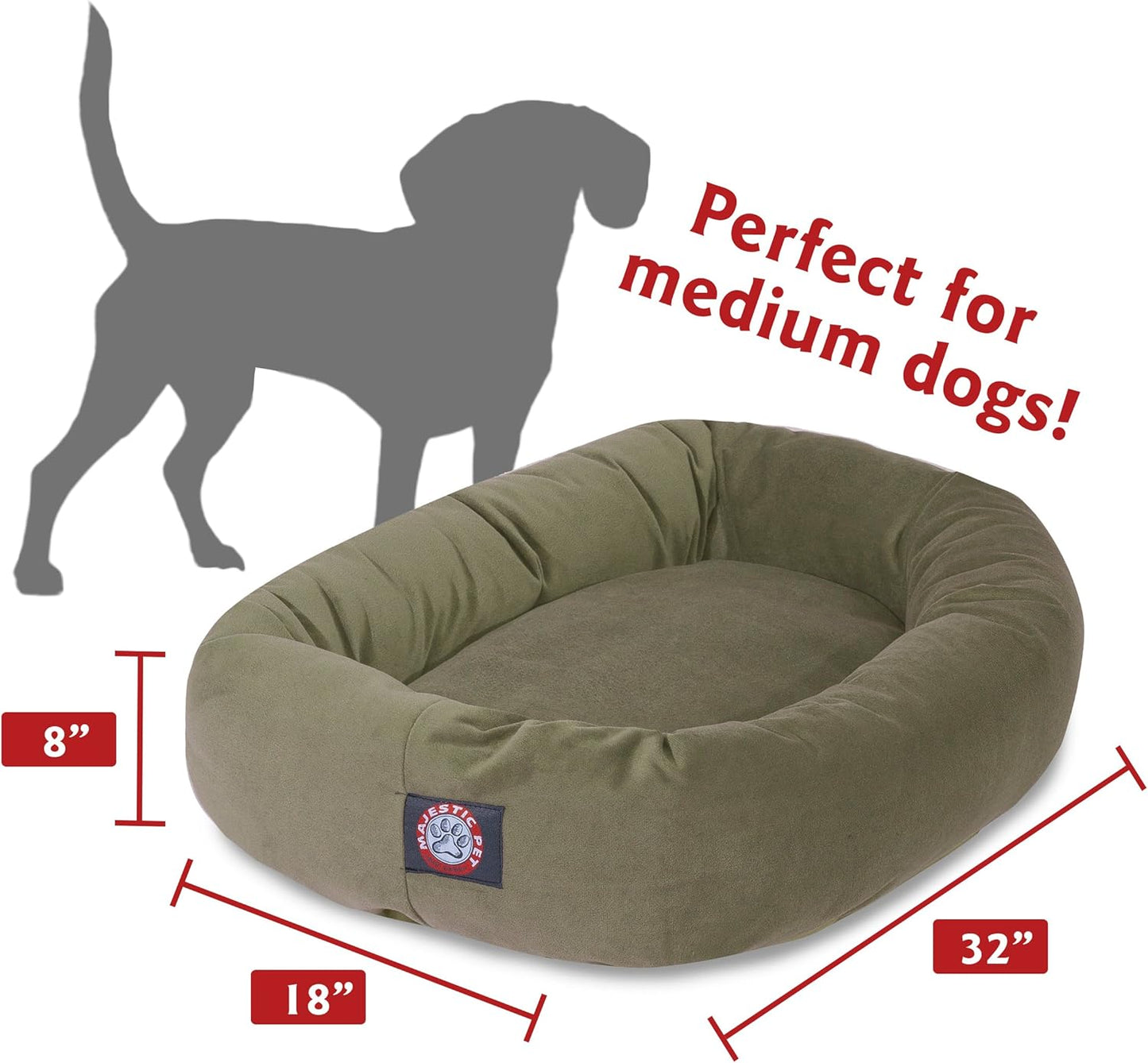 Majestic Pet Villa 32 Inch Shredded Memory Foam Dog Bed for Medium Sized Dogs 32x23x7 Inch–Orthopedic Dog Bed - Durable Pet Bed - Washable Medium Pet Bed with Head Support-Azure
