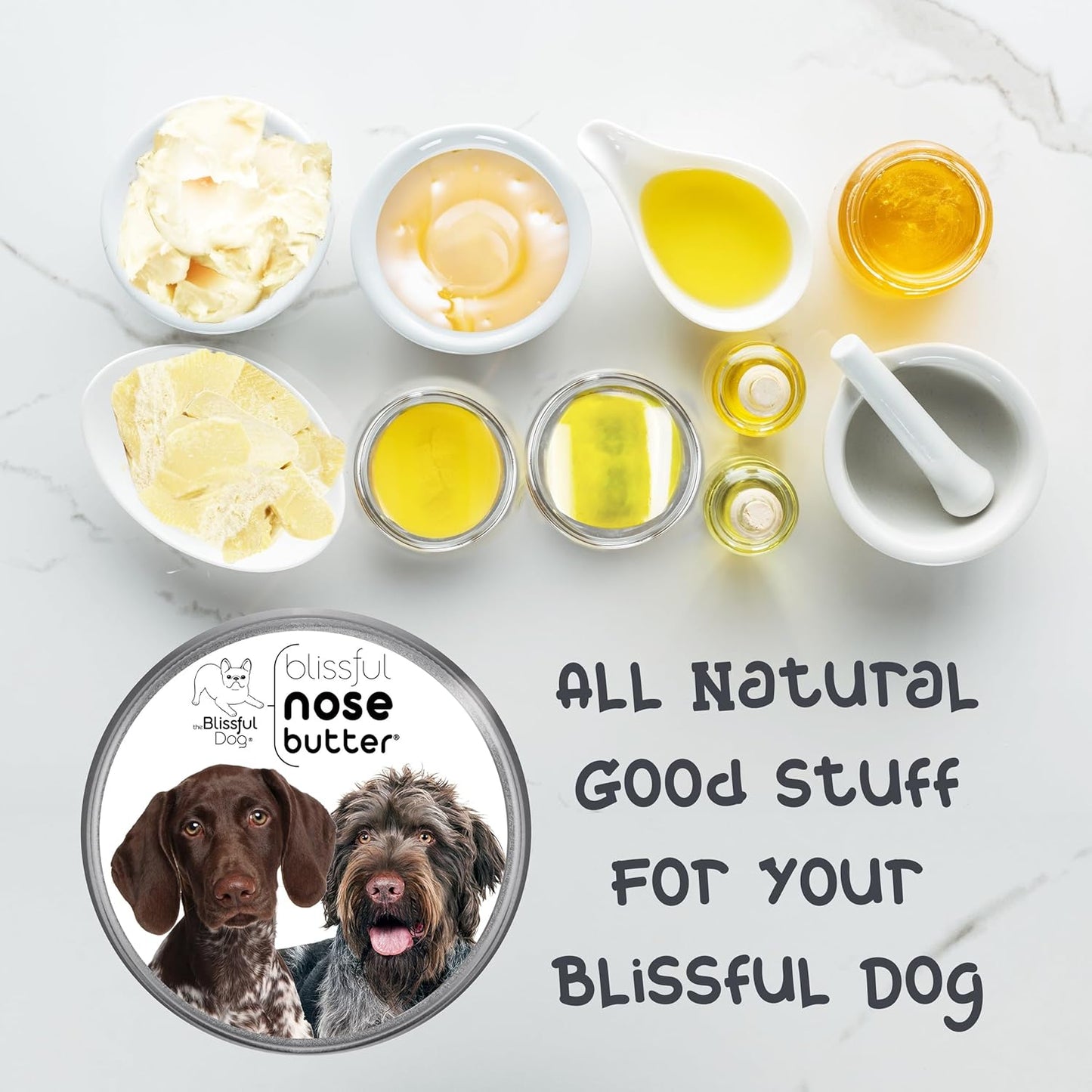 The Blissful Dog German Shorthaired Pointer Nose Butter for Dry, Cracked Skin, Lick-Safe Dog Nose Balm with Moisturizing Shea Butter, Almond, Olive, and Essential Oils, Pet Supplies, Uncented, 1 oz.