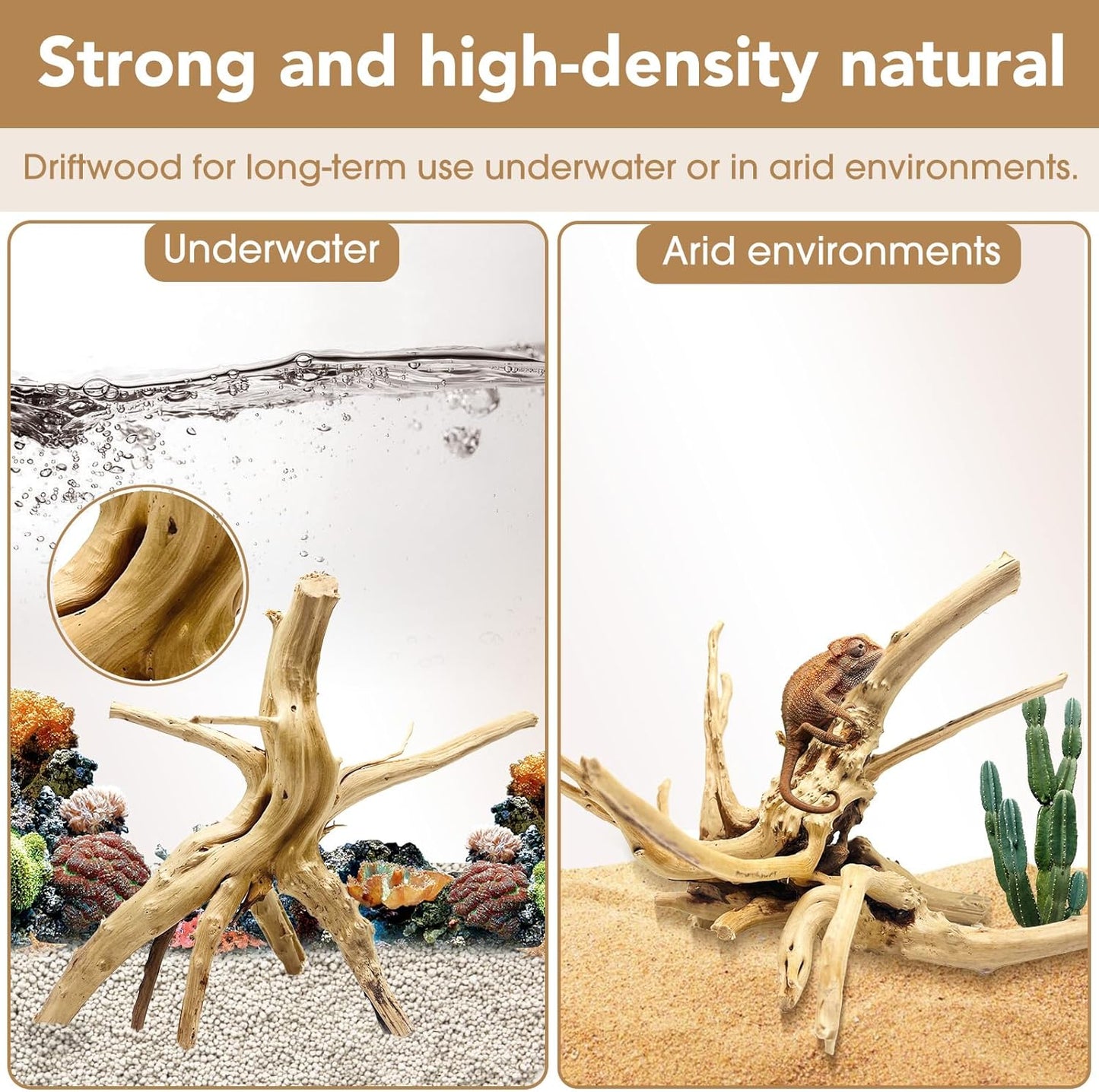 Natural Large Spiderwood Driftwood for Aquarium Decor Rptile Fish Tank Decoration Assort Branch 11-14'' 2 Pcs