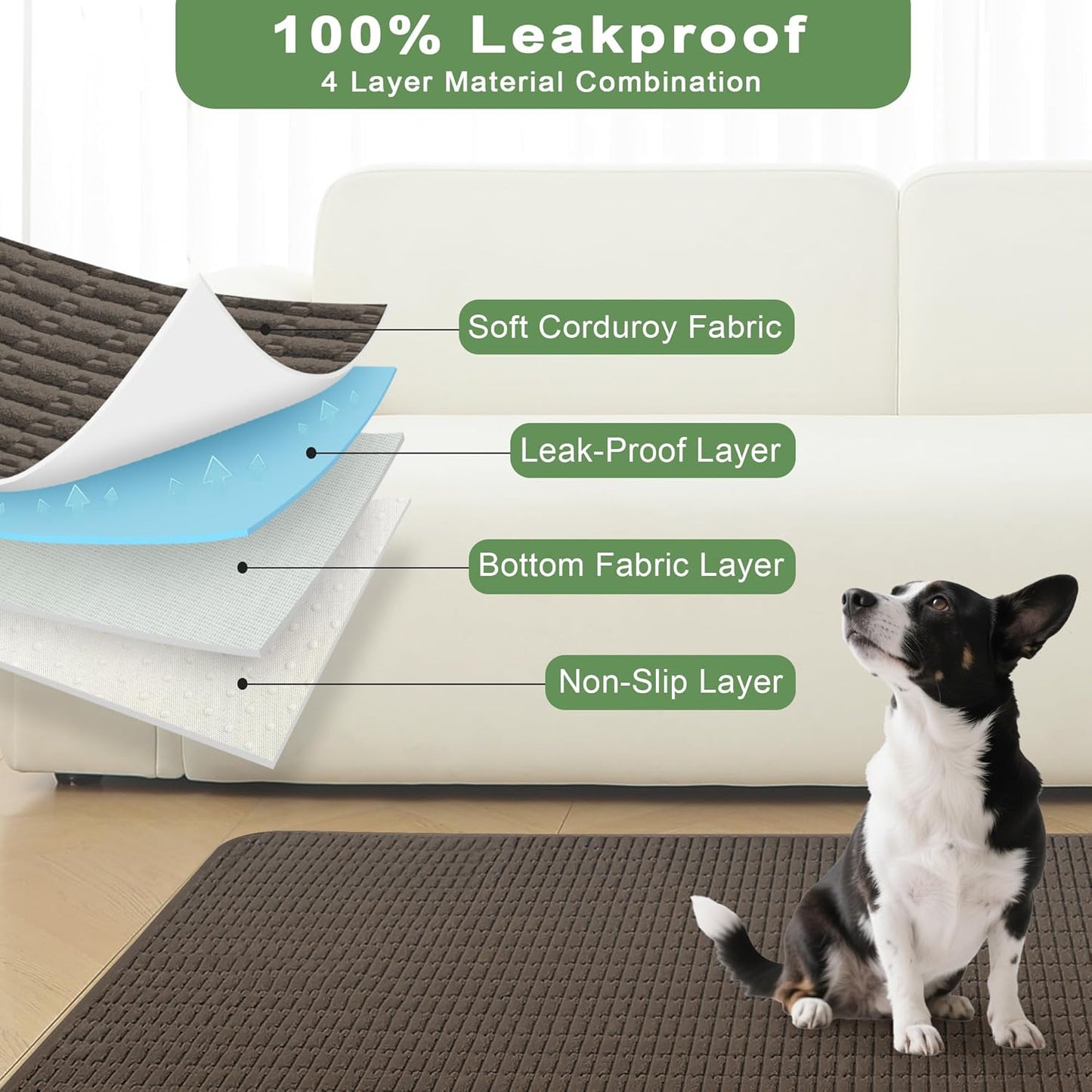 Washable Pee Pads for Dogs, 2 Pack Reusable Puppy Pads Dog Pads, Non-Slip Dog Pee Pads, Leakproof Pet Pee Pads Wee Wee Pads for Dogs. (Coffee, 40"x40"(Pack of 2))