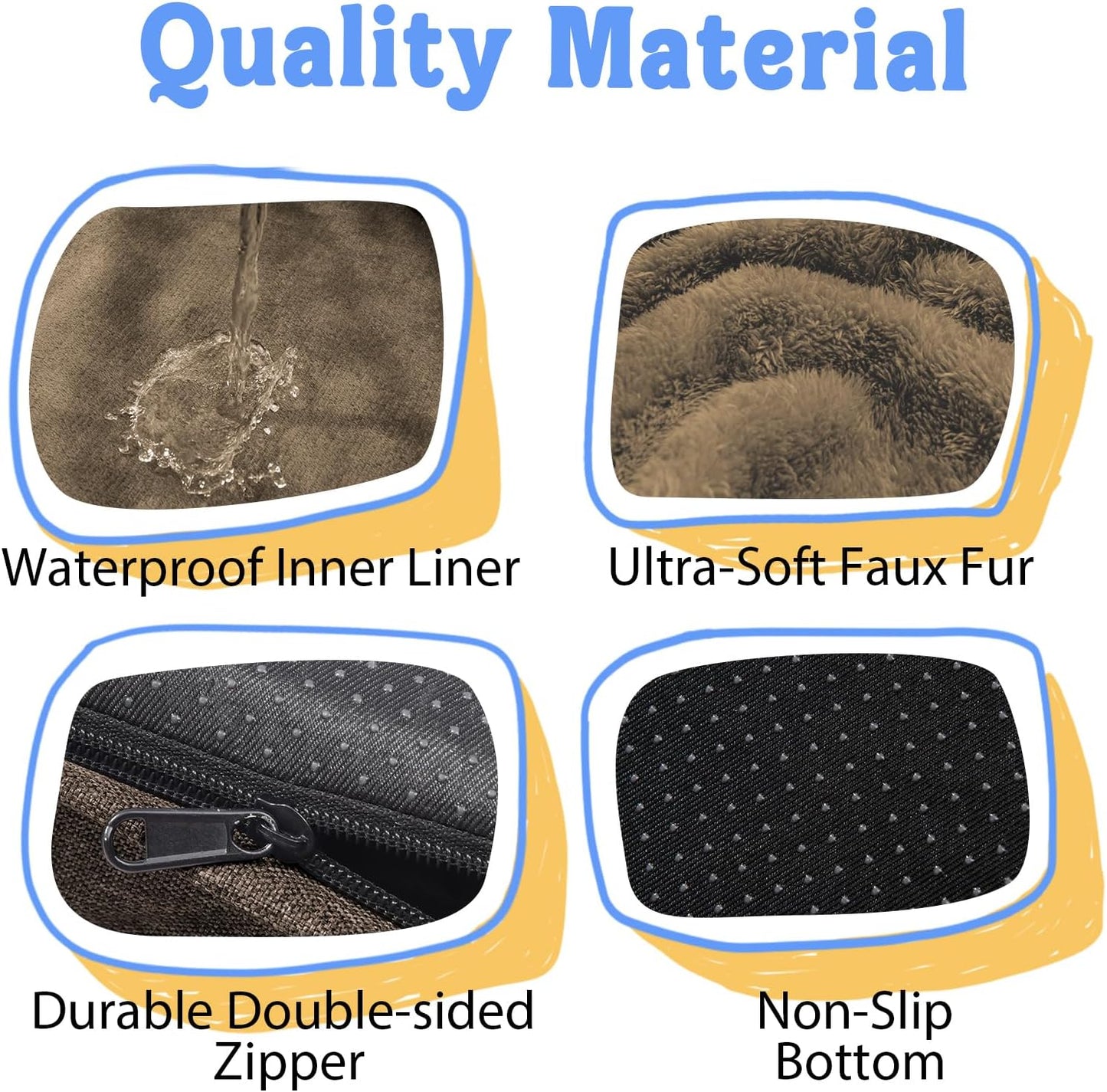 Orthopedic XL Large Dog Bed - Removable Bolster & Waterproof Washable Cover for Pet Big Dogs Bed Extra Large Dog Beds with Foam Support Non-Slip Bottom