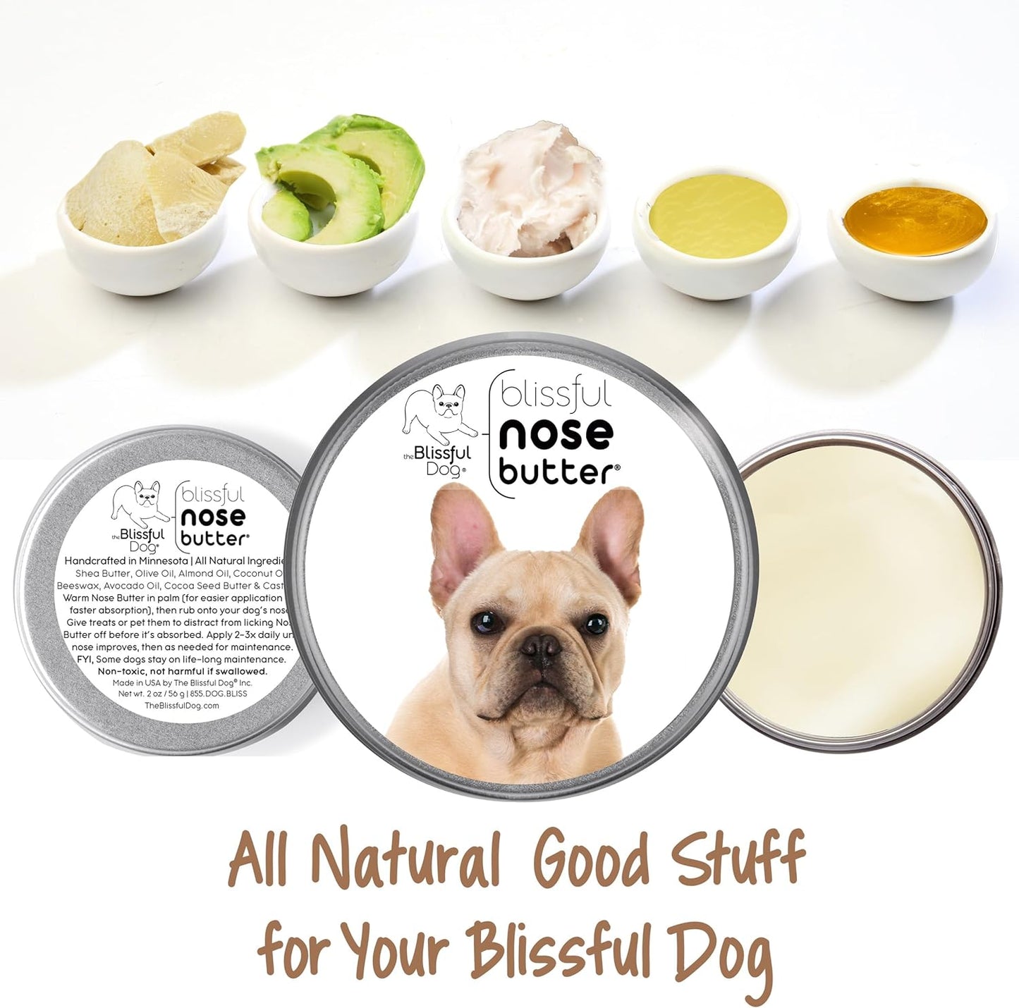 The Blissful Dog Fawn French Nose Butter, Versatile Dog Nose Balm for Dry Nose, Handcrafted Nose Moisturizer, Easy-to-Apply Dog Essentials, Unscented, 1 oz.