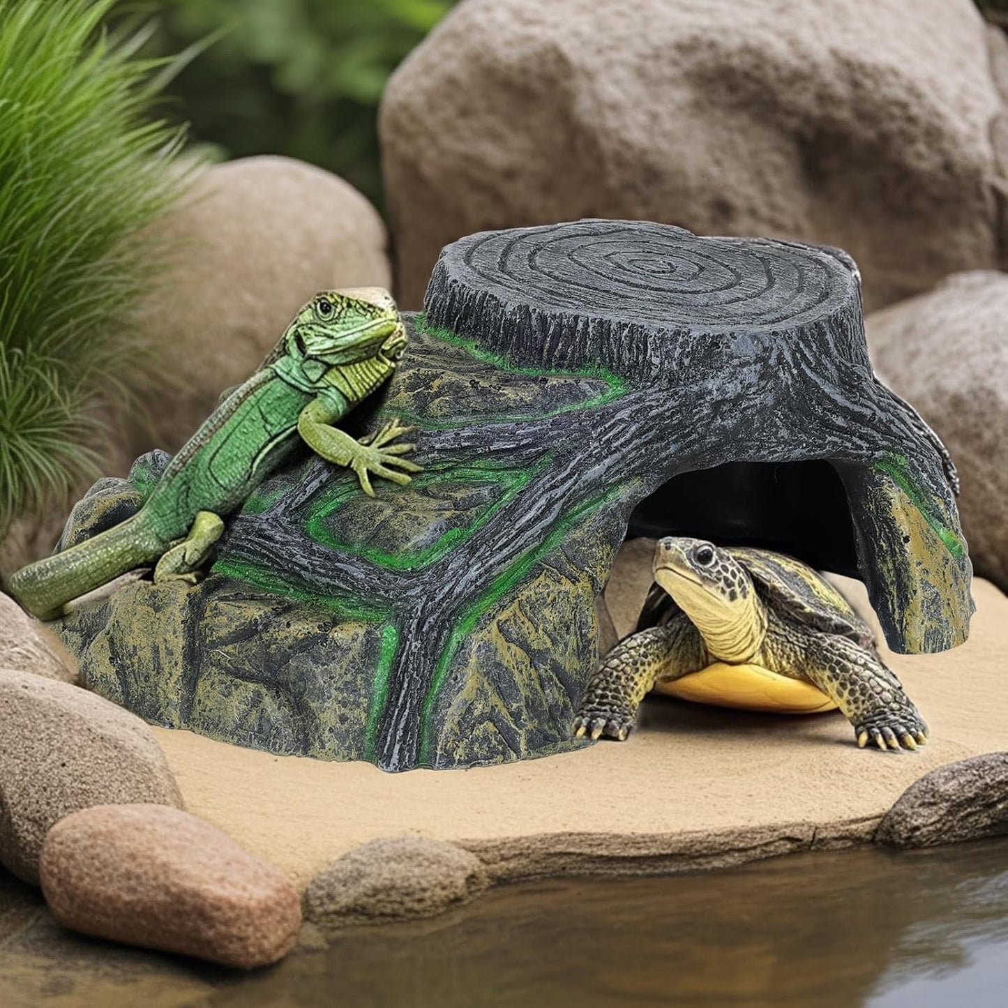 Gecko Tank Accessories, Tortoise Habitat Accessories, Ball Python Tank Accessories, Large Snake Hides, Perfect Terrarium Decor for Reptile Gecko Basking Humid Hiding (Large)