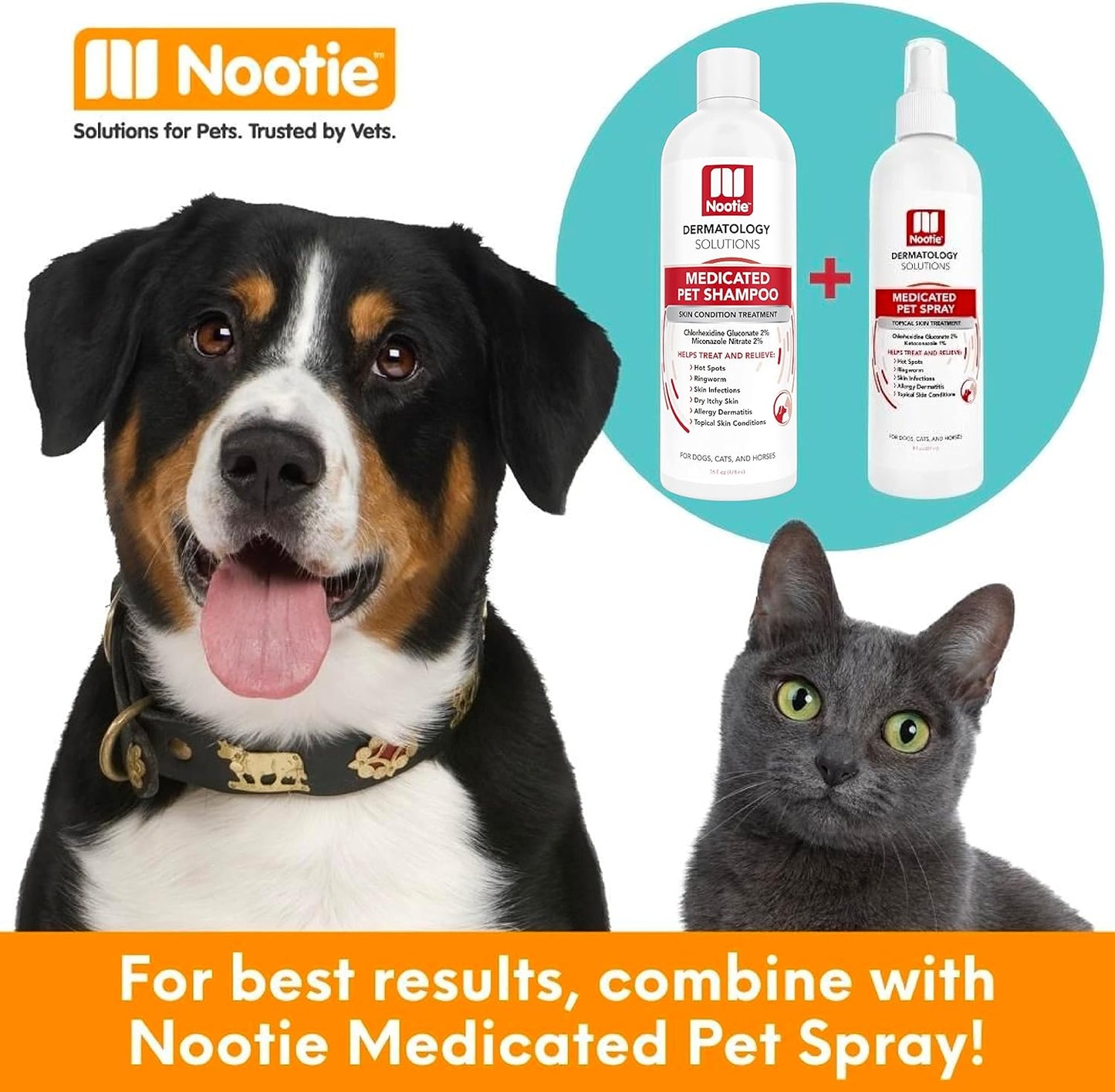 Nootie Medicated Pet Shampoo, Chlorhexidine Dog Shampoo for Itch Relief, Sold in Over 5,000 Vet Clinics & Pet Stores Worldwide- 8oz