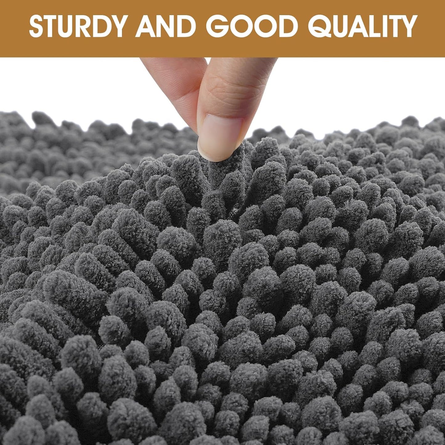 4 Pieces Muddy Door Mats for Dogs, Chenille Absorbent Pet Mats, Quick Dry, Trap Dirt Non Slip Heavy Indoor Doormat Soft Dog Bed Mat Front Inside Door Mat for Indoor Outdoor Entrance,Grey