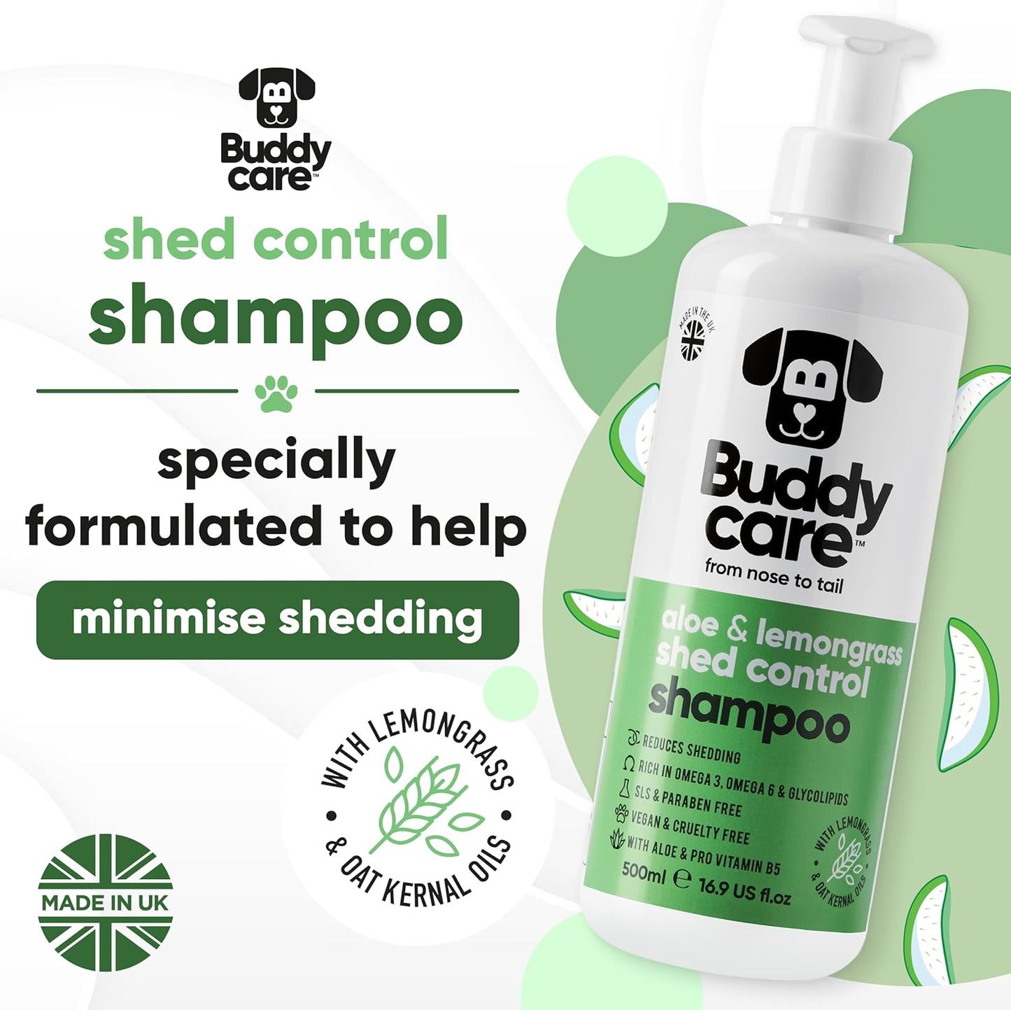 Shed Control Dog Shampoo Aloe & Lemongrass Scented | with Aloe Vera and Pro Vitamin B5 (50.72oz)