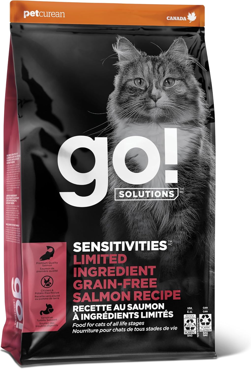 Go! Solutions Sensitivities Limited Ingredient, Grain-Free Dry Cat Food, Salmon Recipe for Sensitive Stomach, 6 lb Bag