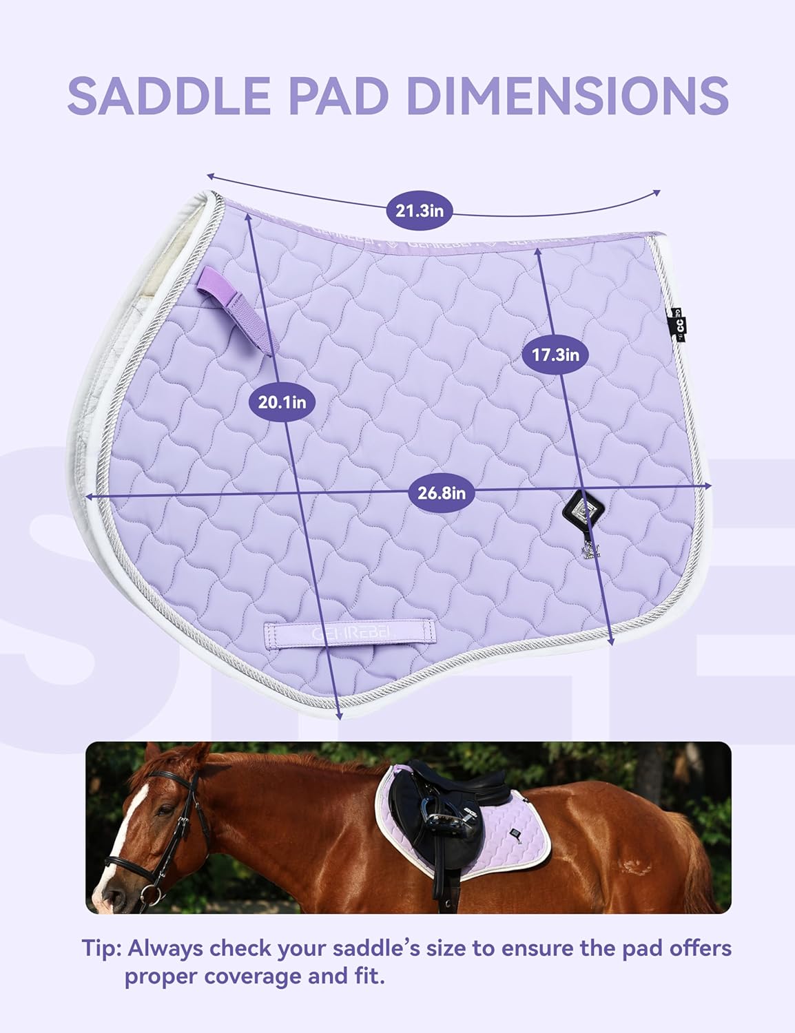 Close Contact Non-Slip Design Horse Riding Pad Moisture-Wicking Shock Absorbing English Saddle Pad for Horses