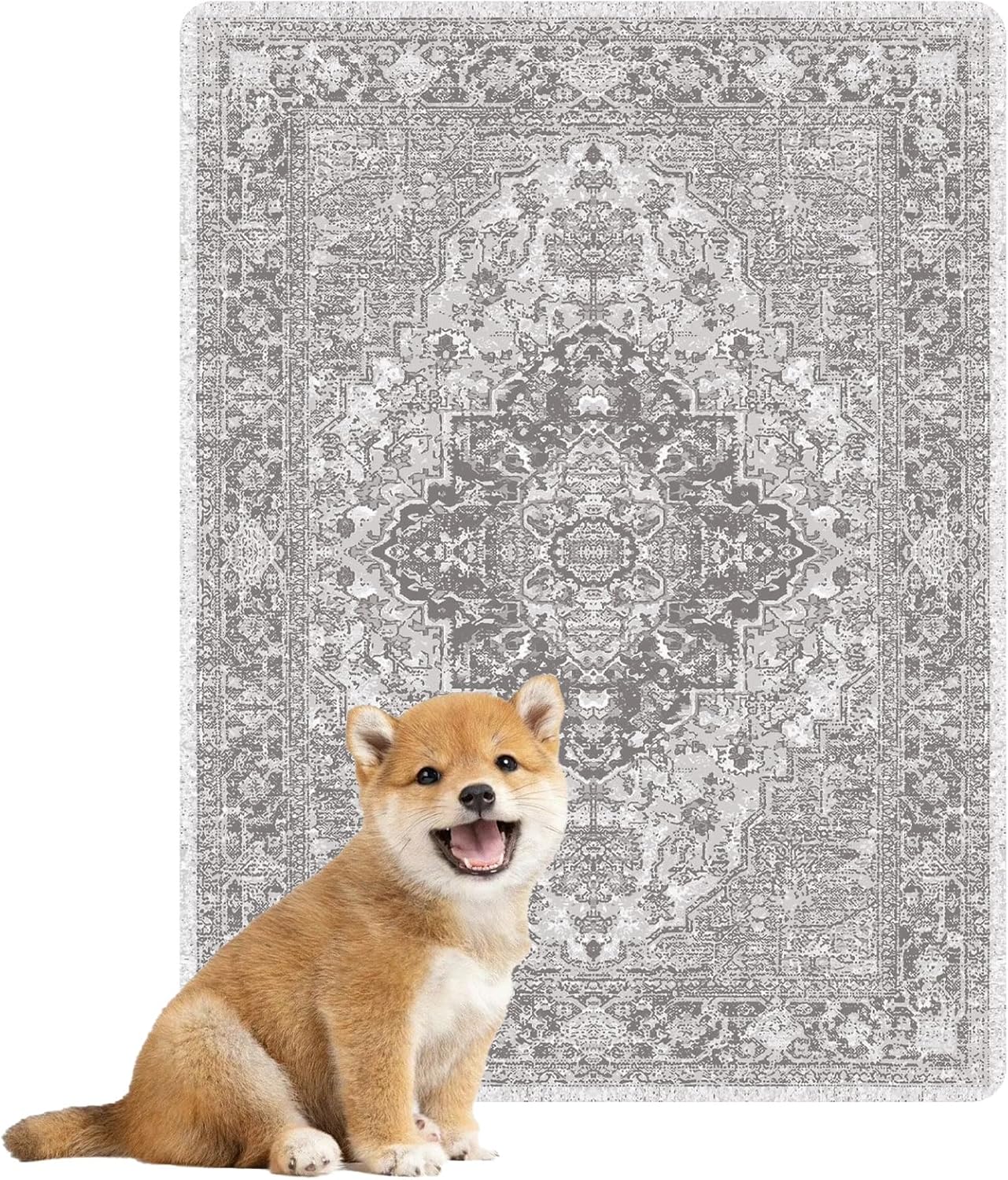 nunubaby Washable Pee Pads for Dogs, Stylish, Non-Slip and Leak-Proof Pee Pads. Reusable Potty Pads for Dogs for Crates and Floors.(Brown/Geo, 18" x24")