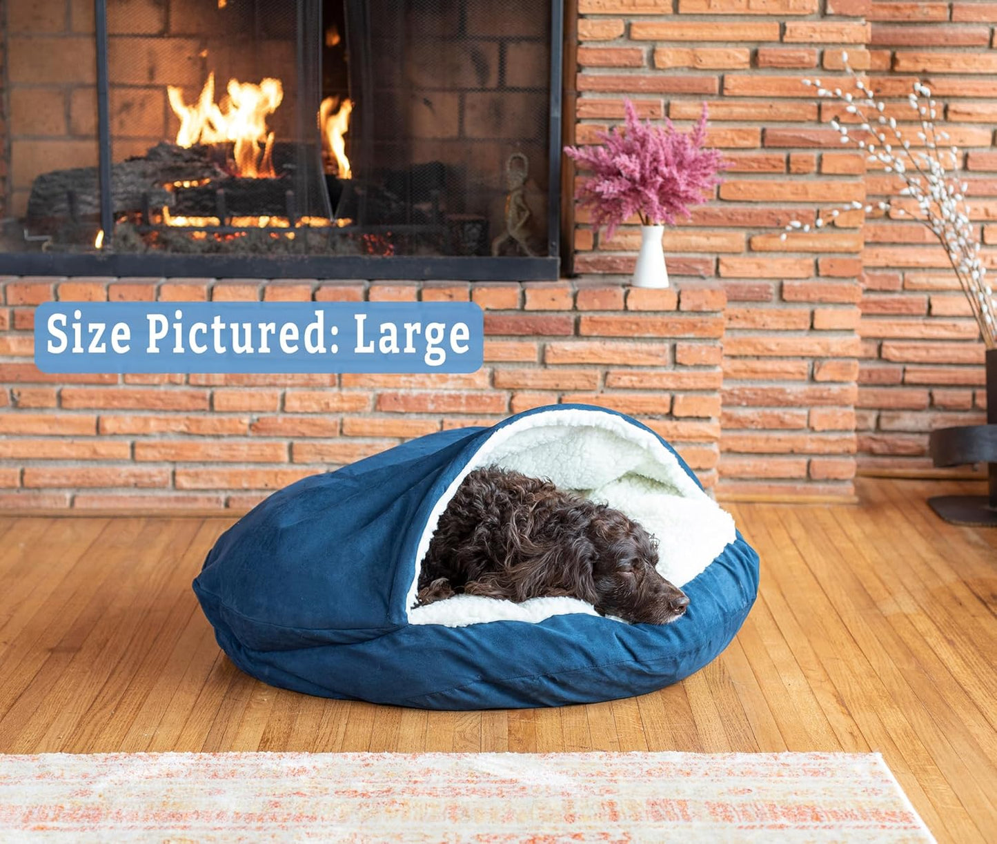 Snoozer Luxury Microsuede Cozy Cave Pet Bed, Small - Sapphire