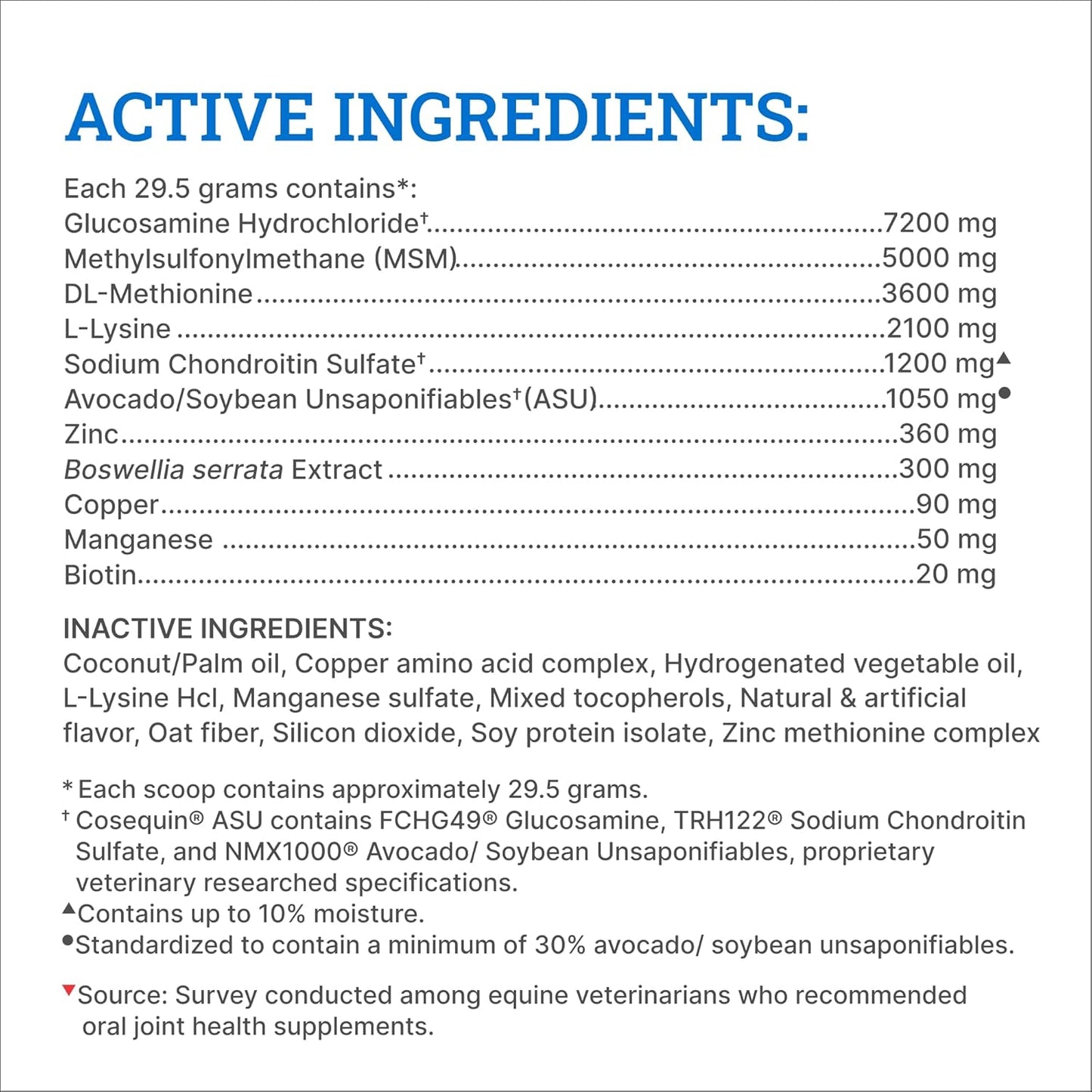 Nutramax Laboratories Cosequin ASU Joint & Hoof Pellets Joint Health Supplement for Horses - Pellets with Glucosamine, Chondroitin, MSM, and Biotin, 1200 Grams