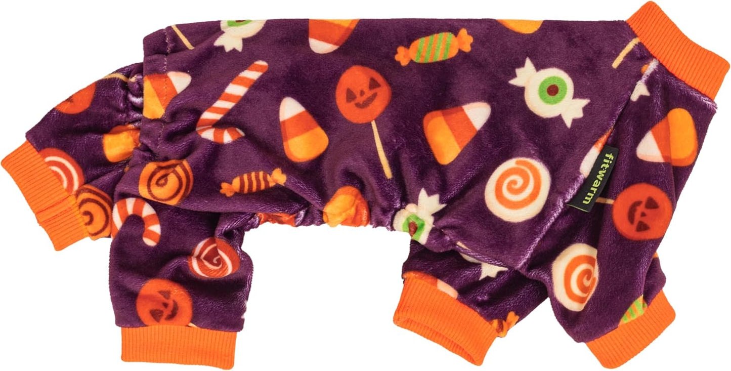 Fitwarm Halloween Candy Dog Pajamas, Funny Costumes for Small Dogs Boy Girl, Pet Outfit, Purple, Orange, Medium