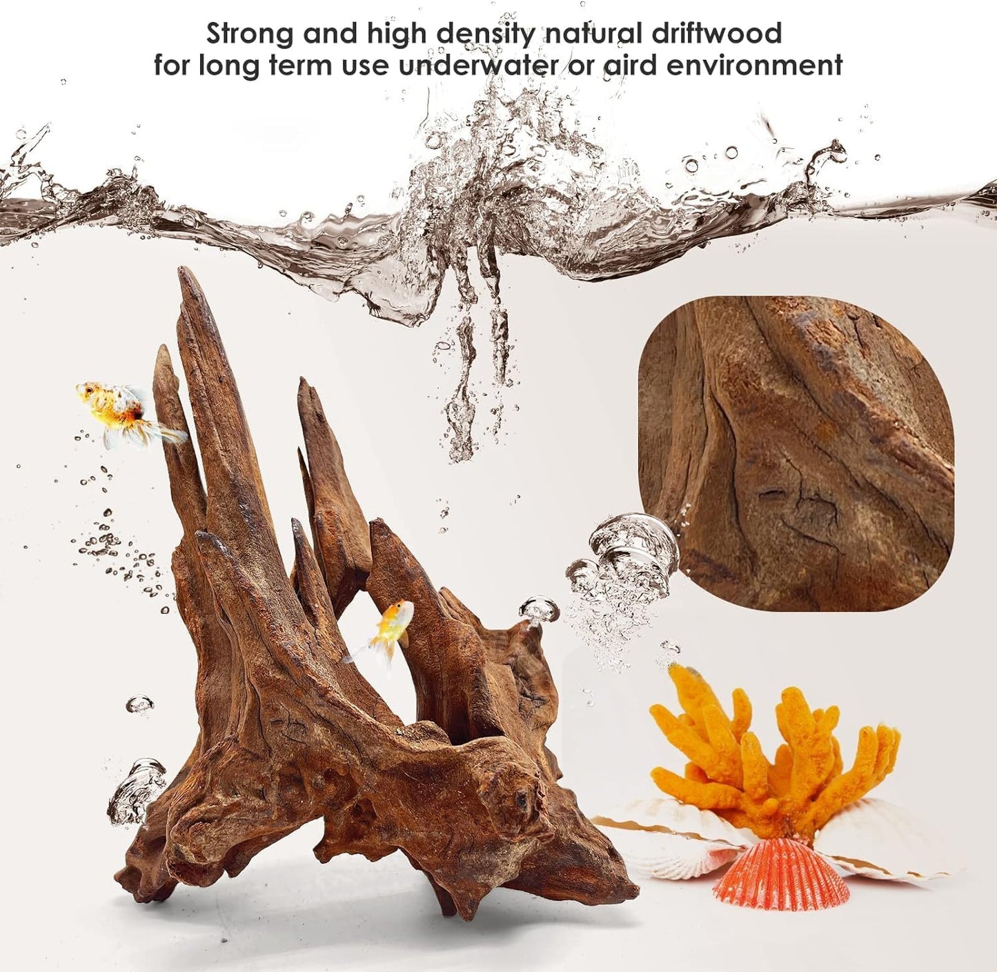 Natural Aquarium Driftwood for Fish Tanks & Reptile Terrariums – Safe Fish Tank Decorations, Unique Twisted Branches 3-Piece 7-11 Inch Low Tannin, Easy to Sink