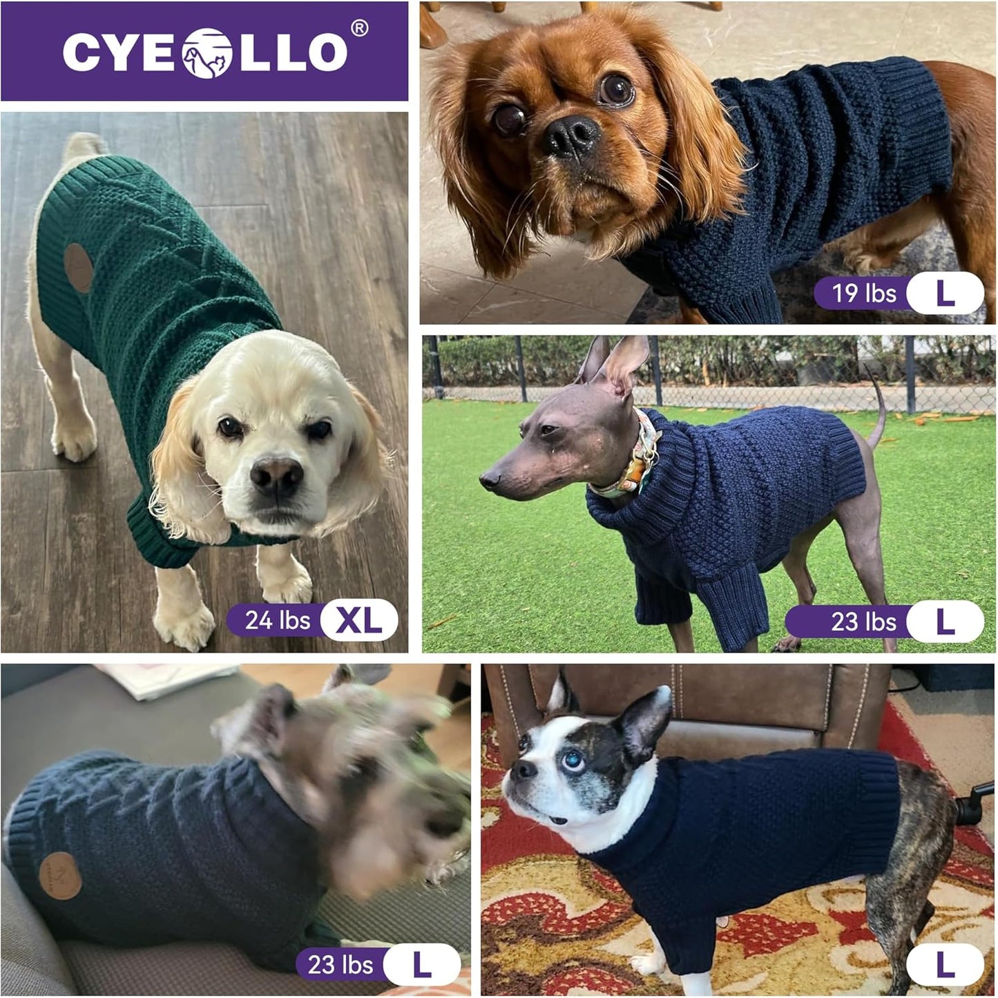cyeollo Dog Sweaters for Medium Dogs Male, Stretchy Warm Turtleneck Doggy Clothes for Fall Winter, Thermal Knit Pet Apparel with Sleeves, Red XL