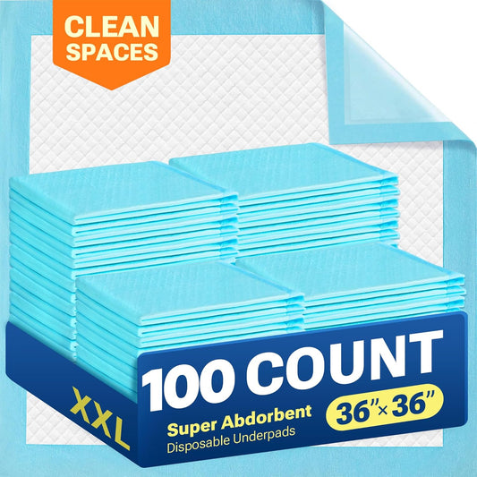 100 Count Disposable Bed Pads for Adult 36" x 36", Chucks Pads Underpads Bed Liner for Incontinence, Extra Large Puppy Pads / Dog Pee Pads / Wee Wee Pads for Training, XL