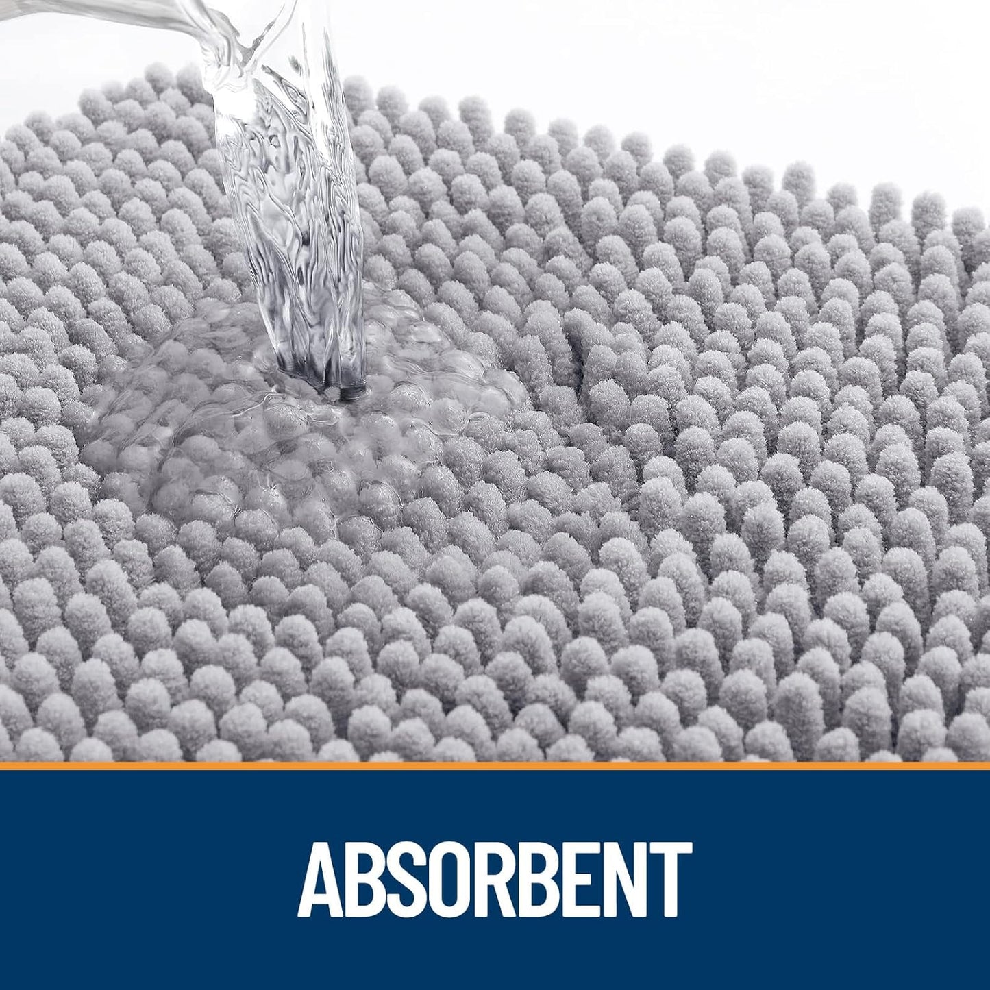 OLANLY Dog Door Mat for Muddy Paws 34x21, Absorbs Moisture and Dirt, Absorbent Non-Slip Washable Doormat, Quick Dry Chenille Mud Mat for Dogs, Entry Indoor Entryway Carpet for Inside Floor, Light Grey