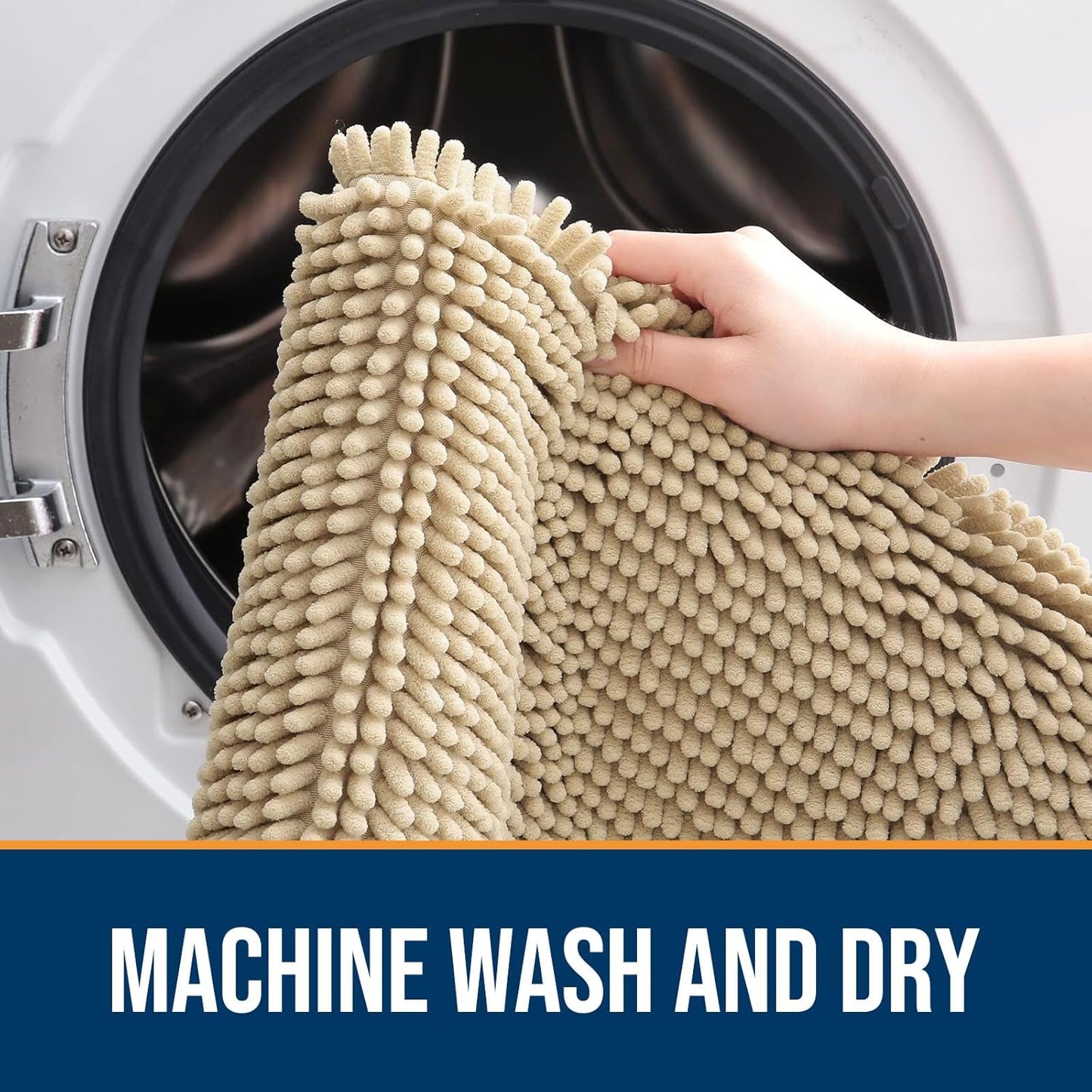 OLANLY Dog Door Mat for Muddy Paws 30x20, Absorbs Moisture and Dirt, Absorbent Non-Slip Washable Doormat, Quick Dry Chenille Mud Mat for Dogs, Entry Indoor Entryway Carpet for Inside Floor, Beige