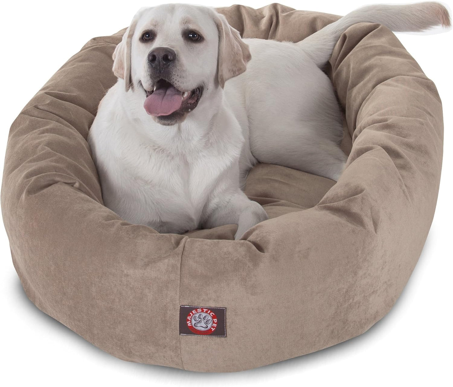 Majestic Pet Villa 40 Inch Shredded Memory Foam Dog Bed for Large Sized Dogs 40x29x9 Inch–Orthopedic Dog Bed with Removable Washable Cover-Washable Large Pet Bed with Head Support-Pearl