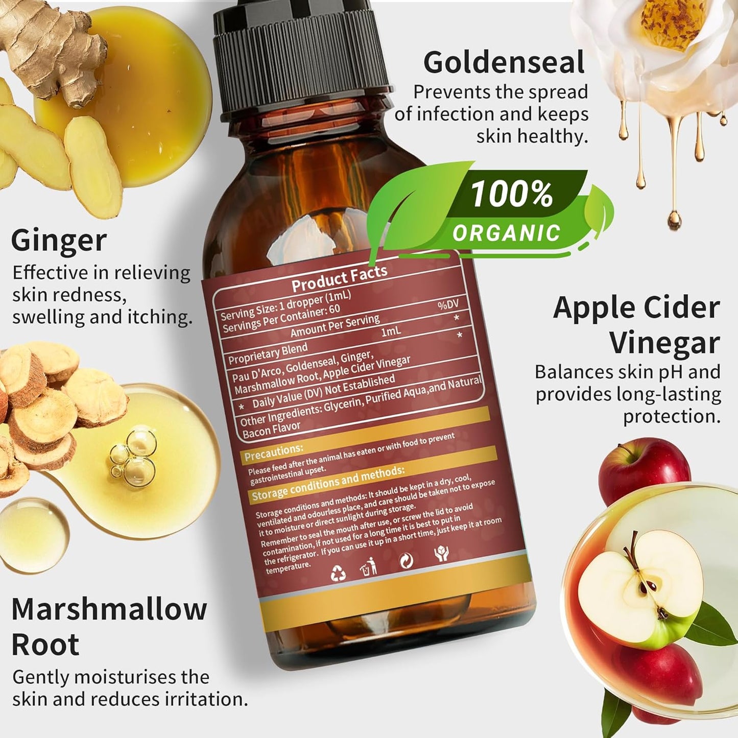 2pack Natural Yeast Infection Treatment for Dogs, Dog Ear Infection Treatment & Dog Yeast Infection Treatment, Ear Infection Treatment for Dogs Help Supports Allergy, Itch & Inflammation Relief