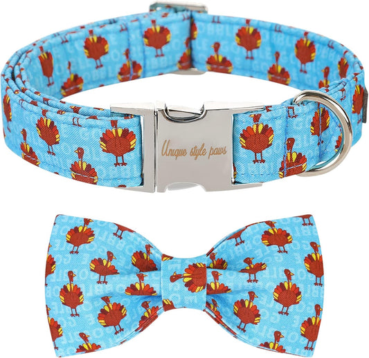 Unique style paws Christmas Dog Collar with Bow Tie Red Elk Cotton Collar Adjustable Puppy Collar for Small Medium Large Dogs-XL