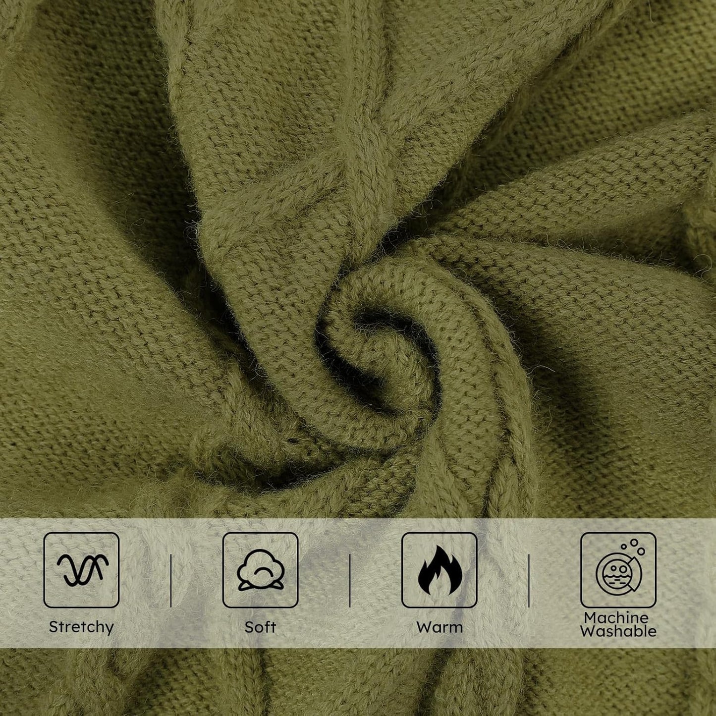 Queenmore Small Dog Pullover Sweater, Cold Weather Cable Knitwear, Classic Turtleneck Thick Warm Clothes for Chihuahua, Bulldog, Dachshund, Pugl,OliveGreen,XL