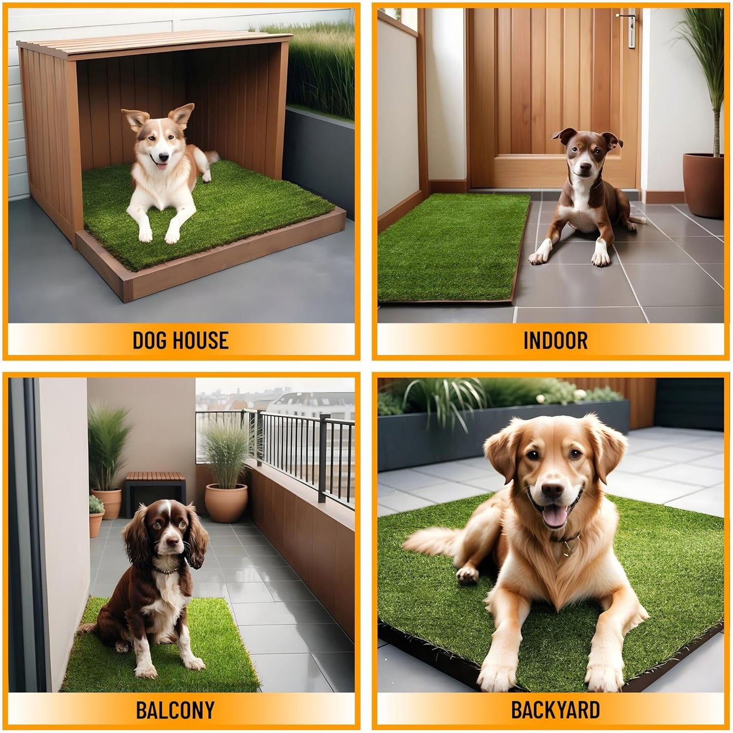 Ottomanson Artificial Grass Puppy Potty Training Pad, 2' x 2'7" Reusable Pee Pad for Small Pets and Dogs