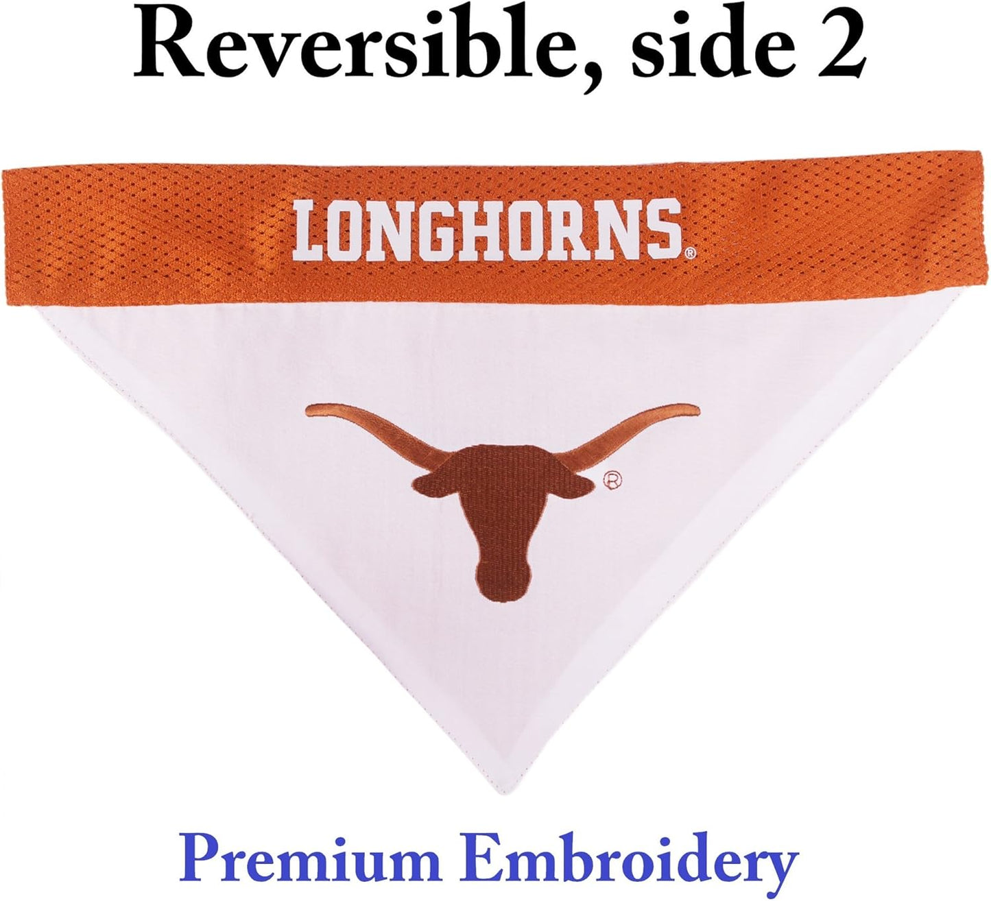Pets First Collegiate Pet Accessories, Reversible Bandana, Texas Longhorns, Large/X-Large