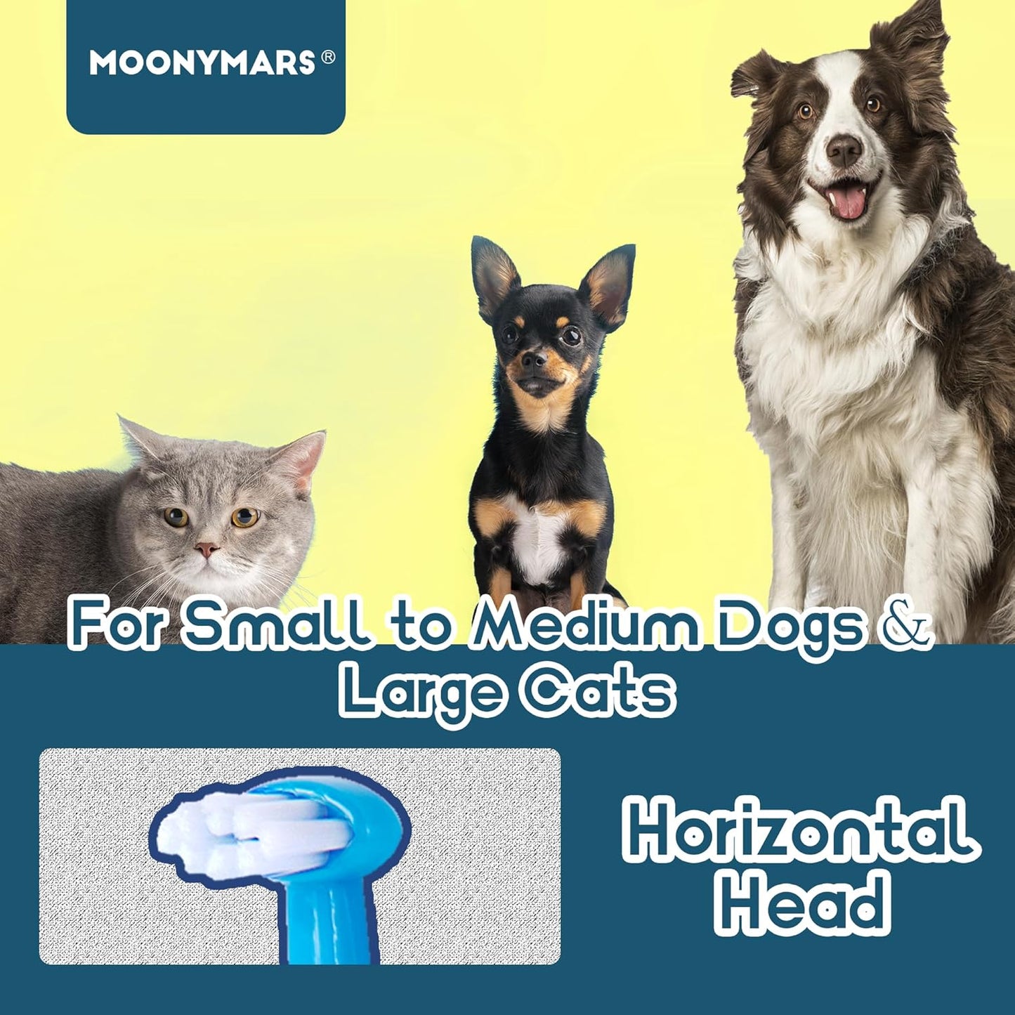 Small Dog Toothbrush, Cat & Puppy Tooth Brushing Kit, Mini Head Teeth Brush for Kitten & Tiny Pet, Doggy Toothbrushes Deep Dental Cleaning, 2 PCS - Blue