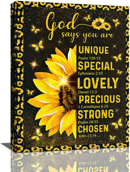 Christian Sunflower Bathroom Pictures Wall Art, Bible Verse Bathroom Wall Decor for Bedroom Office Wall Decorations for Bathroom Living Room Painting Artwork Modern Poster Prints 24"L x 20"W