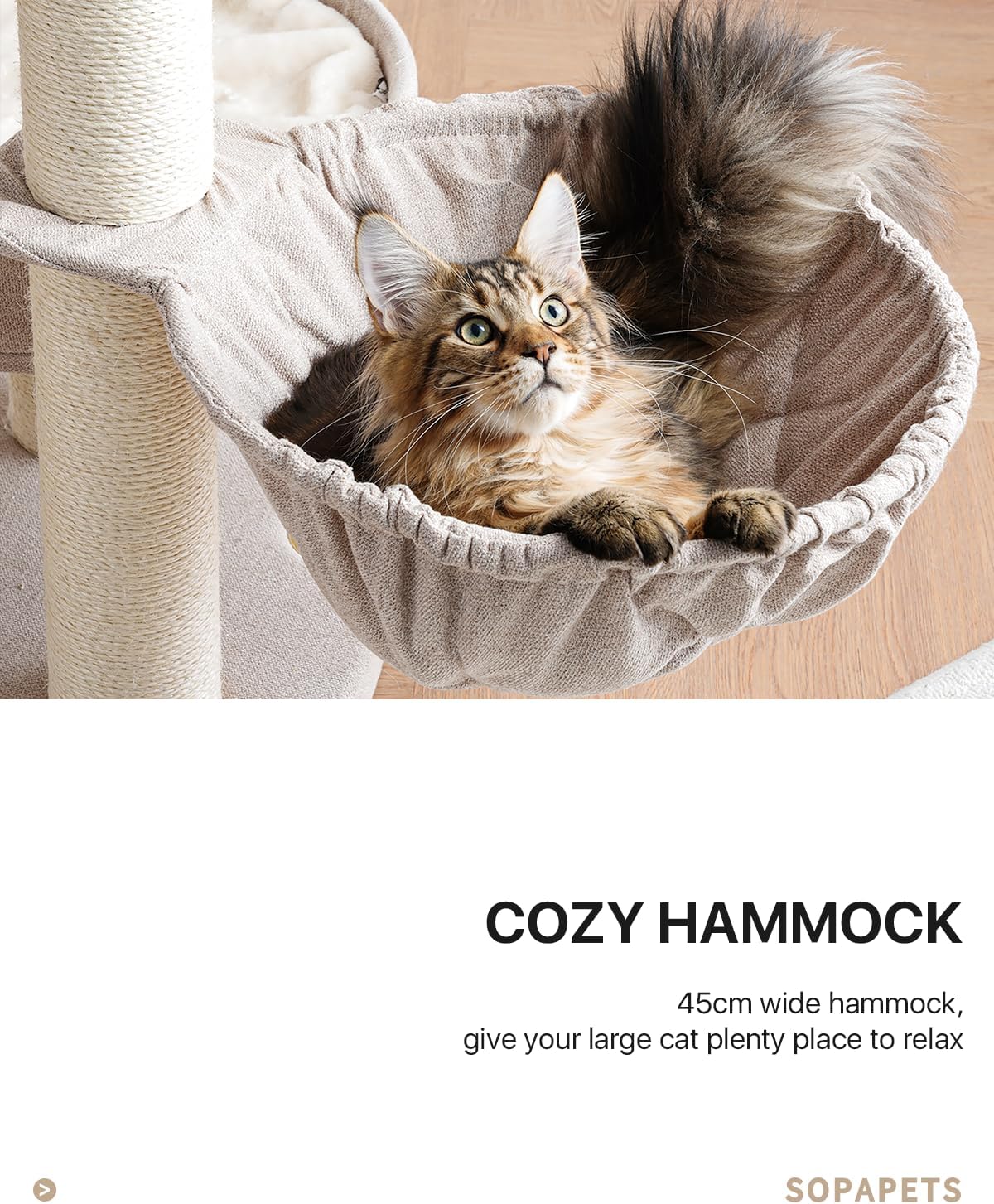 Extra Large Cat Tree for Maine Coon,65 Inches Tall Cat Tree Tower for Indoor Cats Large Adult 20 lbs,XXL Heavy Duty Luxury Sturdy Cat House with Big Hammock,Sisal Scratching Post,Condo