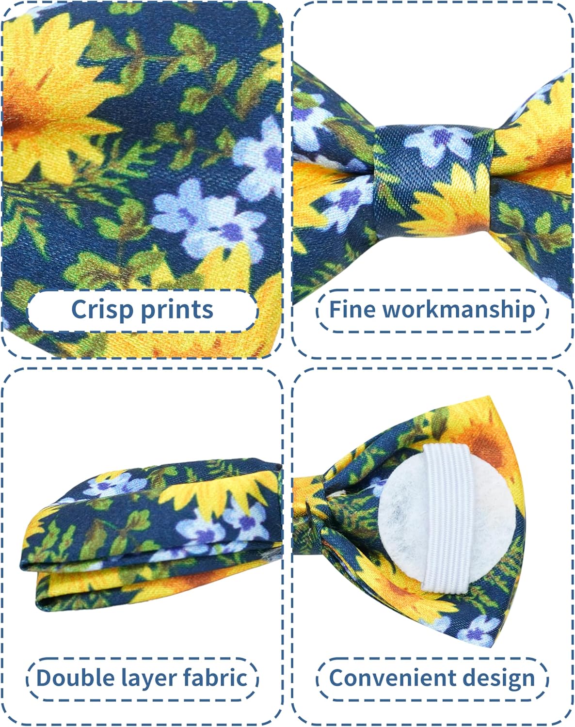 PET SHOW 10 Pack Floral Small Dog Bow Ties Sliding Collar Attachments Puppy Cats Spring Bowties for Medium Dogs Sunflower Rose Bowknots Party Holiday Pet Grooming Accessories(Small)