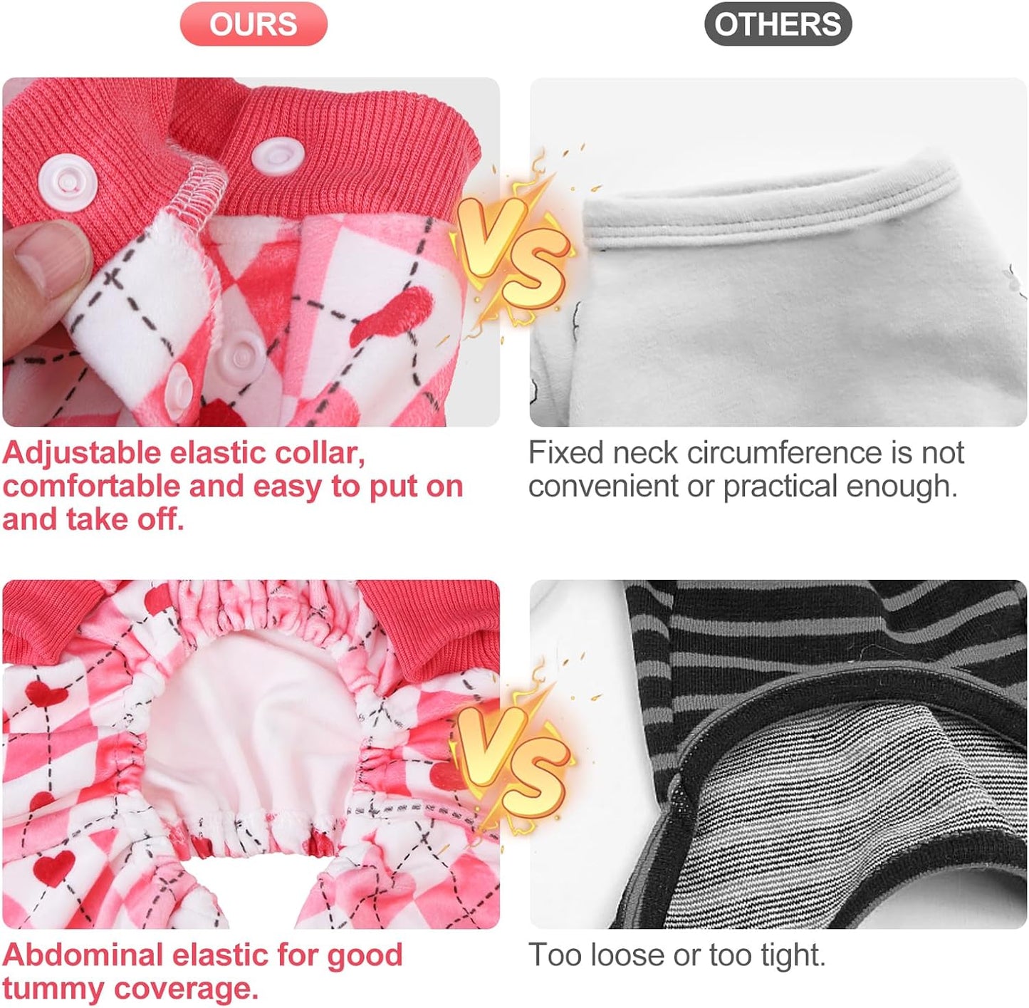 BEAUTYZOO Dog Pajamas Large Sized Dog, Summer Doggie Pajamas for Boy Girl, Soft Strechy Cotton Puppy Pjs Jammies Onesies for Men Women, Pet Jumpsuit Body Suit Cat Apparel Clothes, Pink Heart L