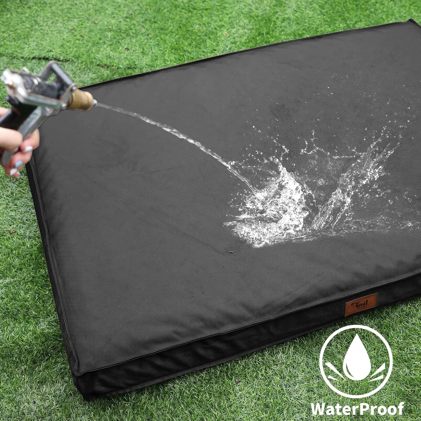 Orthopedic Dog Bed for Large Dogs, Big Waterproof Washable Dog Bed for Large Sized Dogs with Egg Crate Foam Pet Bed Mat, Removable Oxford Cooling Cover, Black