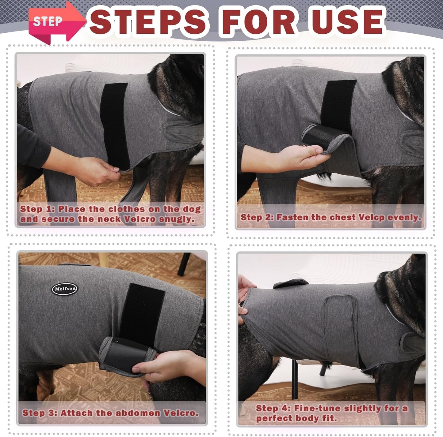 Dog Anxiety Vest, Skin-Friendly Thunder Jacket for Dogs, Dog Calming Shirt for Thunder, Fireworks, Vet Visits and Separation - Keep Pet Calm Without Medicine & Training, Anti Anxiety for Dogs