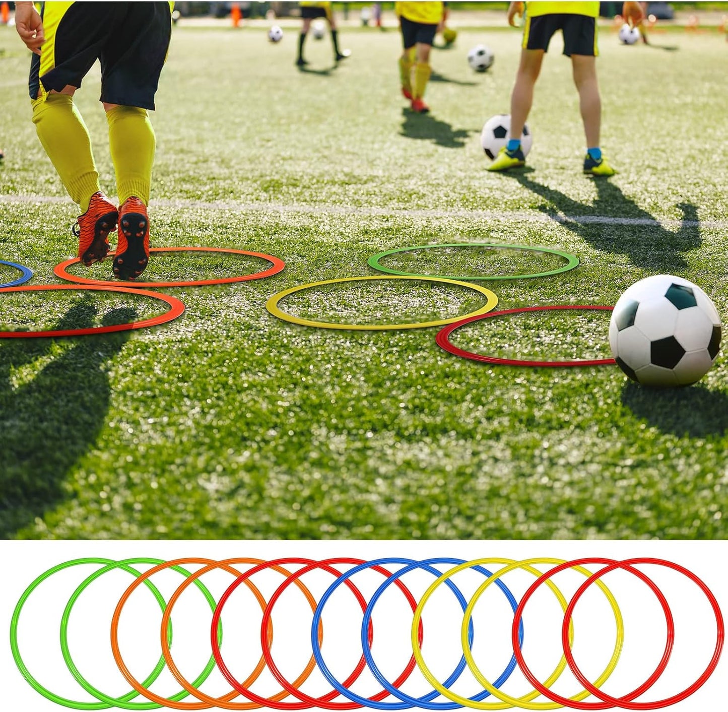 Libima Obstacle Course Ring Set Exercise Hoop Large Hoop Plastic Toys Playground Toys for Gymnastics Practice Party Games Educational Activities Holiday Decor, 5 Colors(24 Pcs,15.8 Inch)