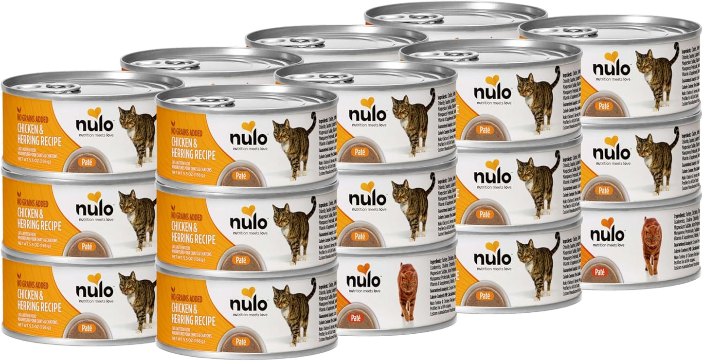 Nulo Chicken & Herring Recipe Pate Wet Canned Cat Food, 5.5 Ounce (Pack of 24)