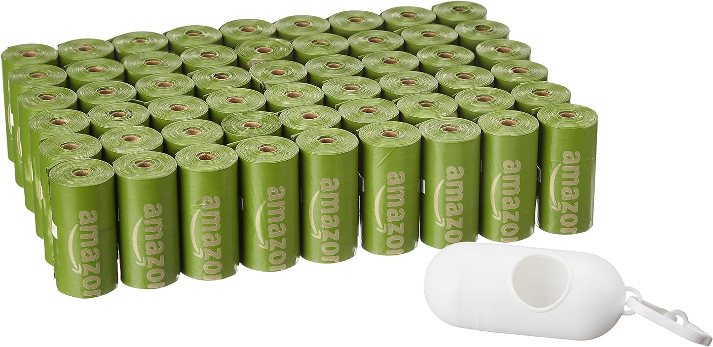 Amazon Basics Dog Poop Bags with Dispenser, 810 Count, Enhanced for Guaranteed Leakproof, Brazilian Mango Scented, Includes Leash Clip