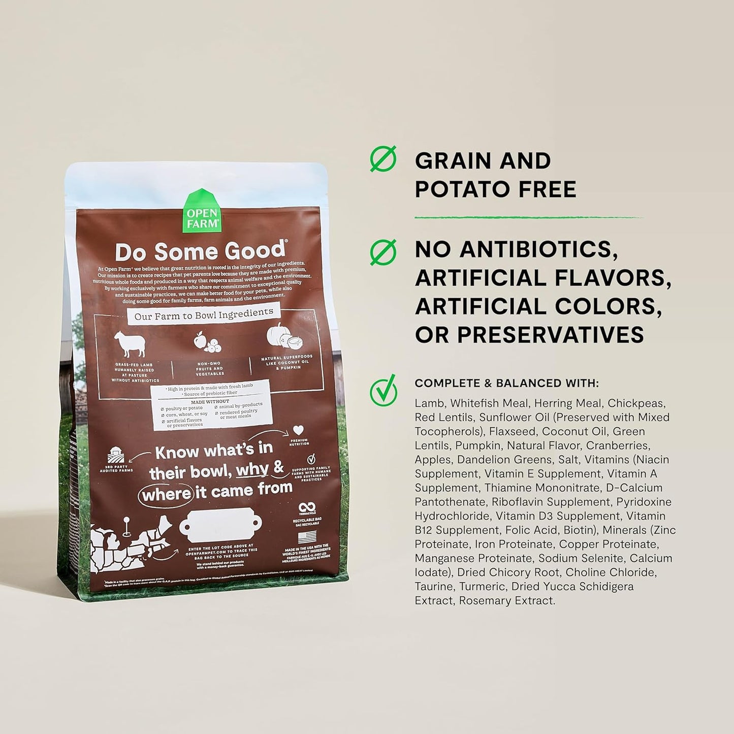 Open Farm, Grain Free Dry Cat Food, High-Protein Kibble for a Complete & Balanced Diet, Non-GMO Fruits & Vegetables, Prebiotic Fibers to Support Digestion, Pasture-Raised Lamb Recipe, 8lb Bag