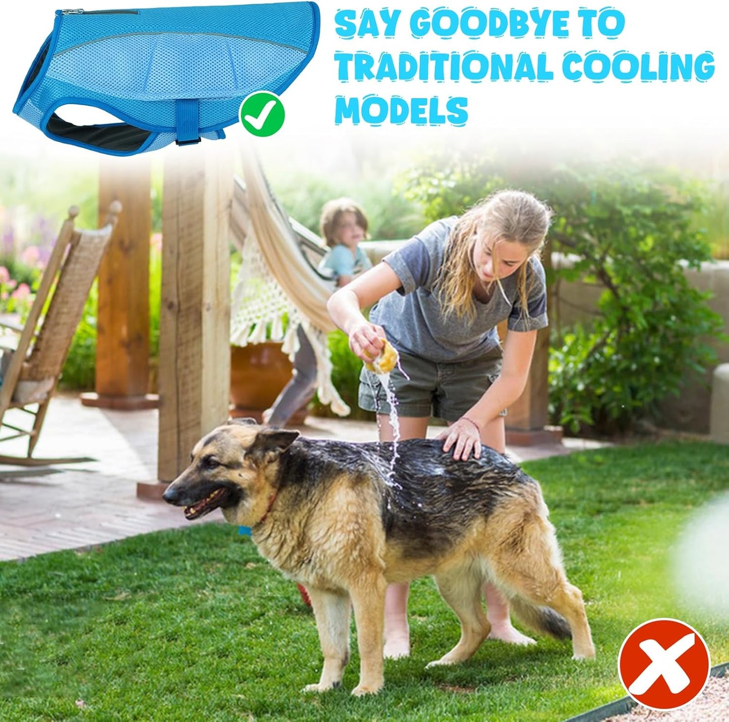 ROZKITCH Dog Cooling Vest, 2-Layer Lightweight Breathable Mesh Performance, Full Coverage Adjustable Buckle Fit Dog Jacket for Large Dogs 2XL