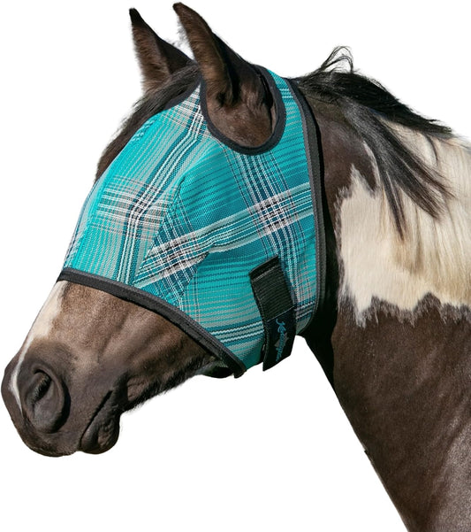 Kensington UV Horse Fly Mask with Web Trim - Protective Mask with Dual Ear Opening & Forelock Freedom - Small, Atlantis