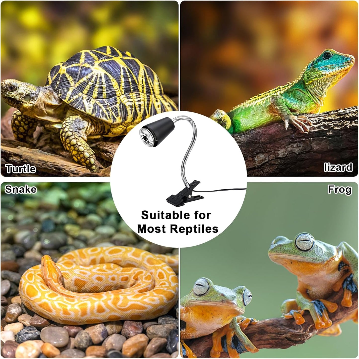 Reptile Heat Lamps, UVA/UVB Turtle Heat Lamp,Turtle Aquarium Light Bulbs, Heating Lamps with Cycle Timer, 360° Rotatable Heat Lamp for Lizard Turtle Snake Aquarium Aquatic Plants,2 Heat Bulbs