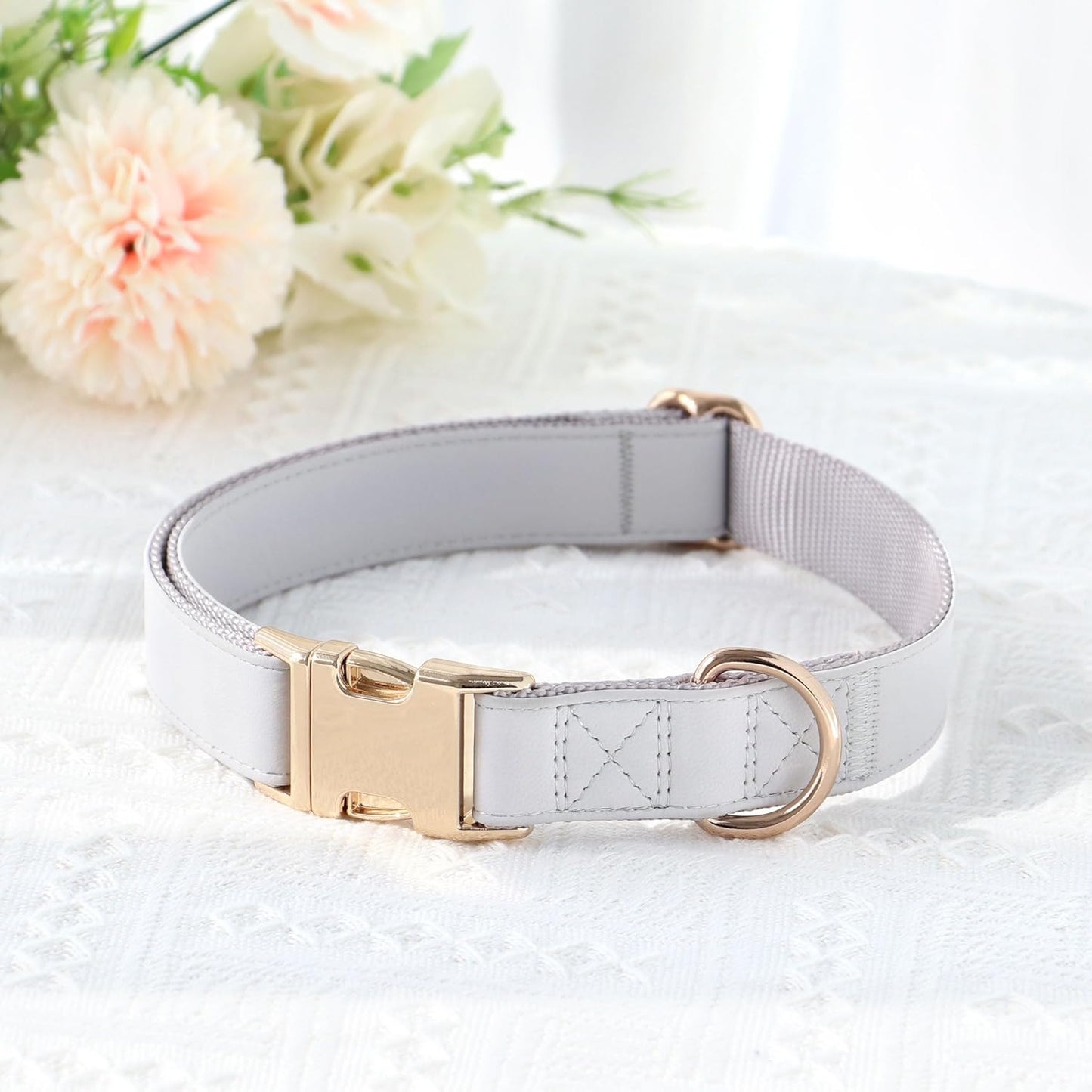 PET ARTIST Soft PU Leather Dog Collar for Medium Dogs, Bright & Classic Nylon Padded Durable Dog Collar Leather with Quick Release Metal Buckle Adjustable for Male Dogs, Neck Fit 13-19"