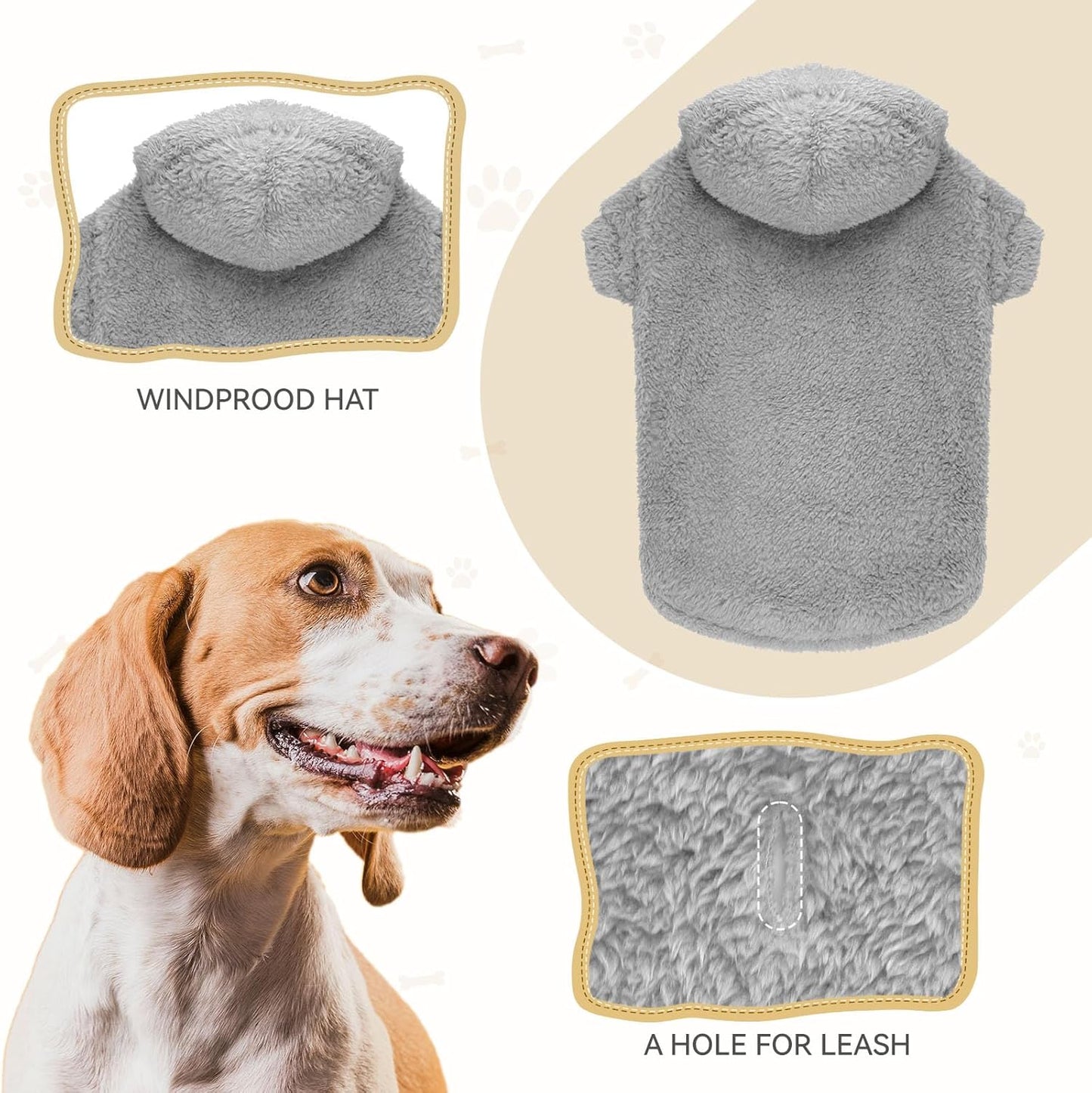 Fuzzy Dog Sweaters for Medium Dogs Dog Hoodie Soft Double-Sided Plush Fleece Pet Sweater Clothes Pet Coats Hoodie Sherpa Hooded Sweatshirt(Grey-M)