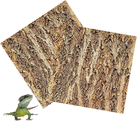Tfwadmx 2Pcs Cork Terrarium Background 11.8” x 11.8” Natural Cork Bark Backdrop Reptile Background Climbing Wall Terrarium Accessories for Lizard, Tortoise, Gecko, Bearded Dragon, Chameleon